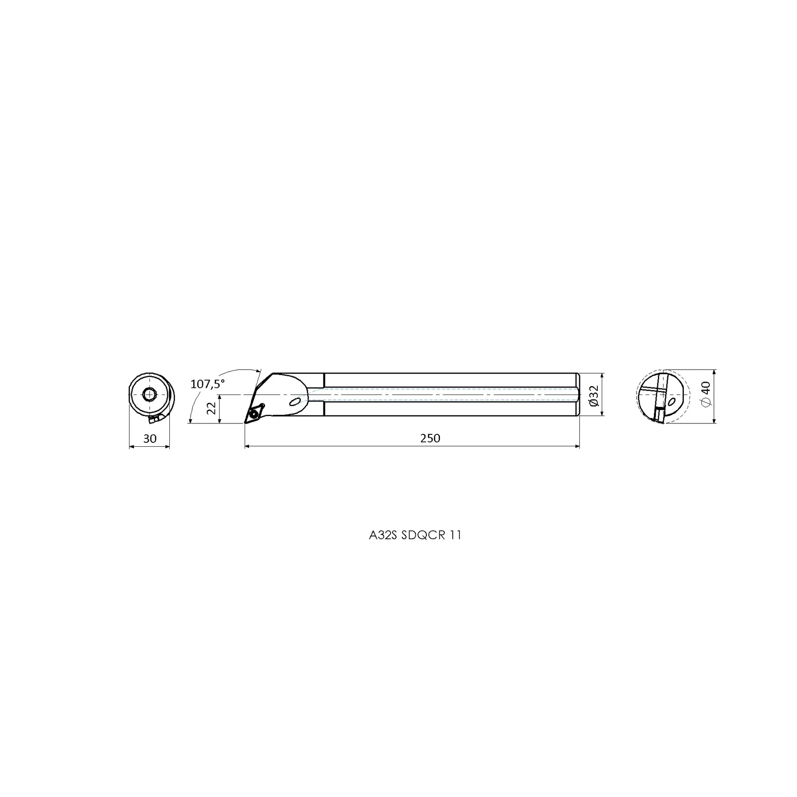 A32S SDQCR 11 &mdash; dimensioned drawing