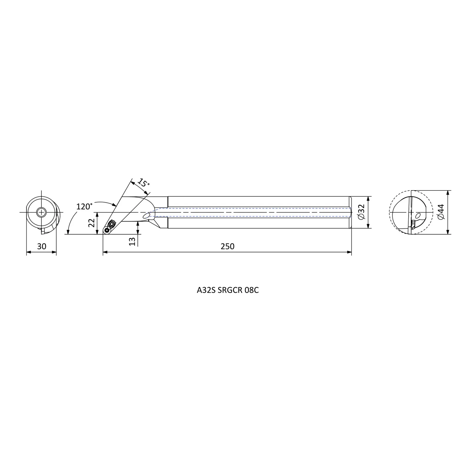 A32S SRGCR 08C &mdash; dimensioned drawing