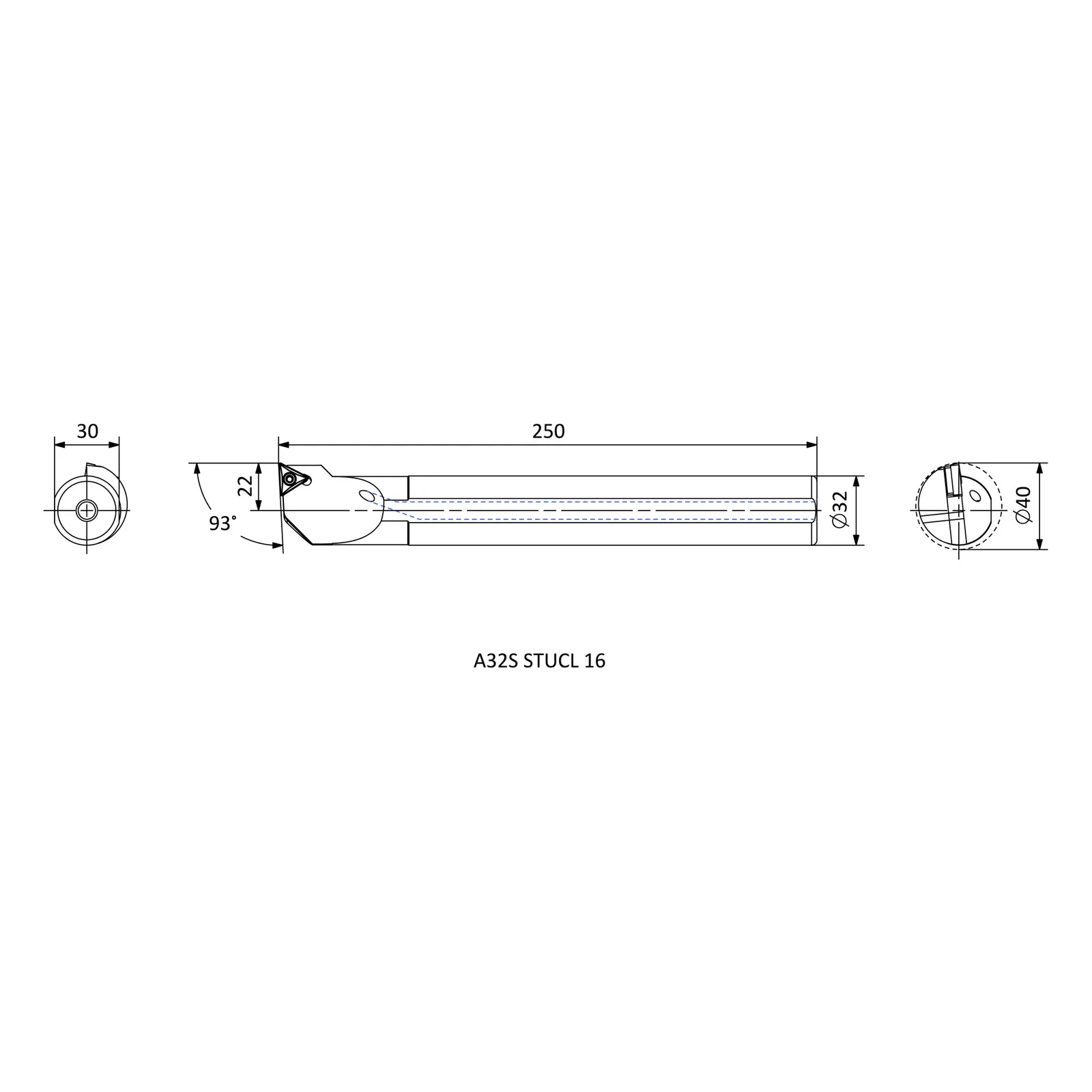 A32S STUCL 16 &mdash; dimensioned drawing