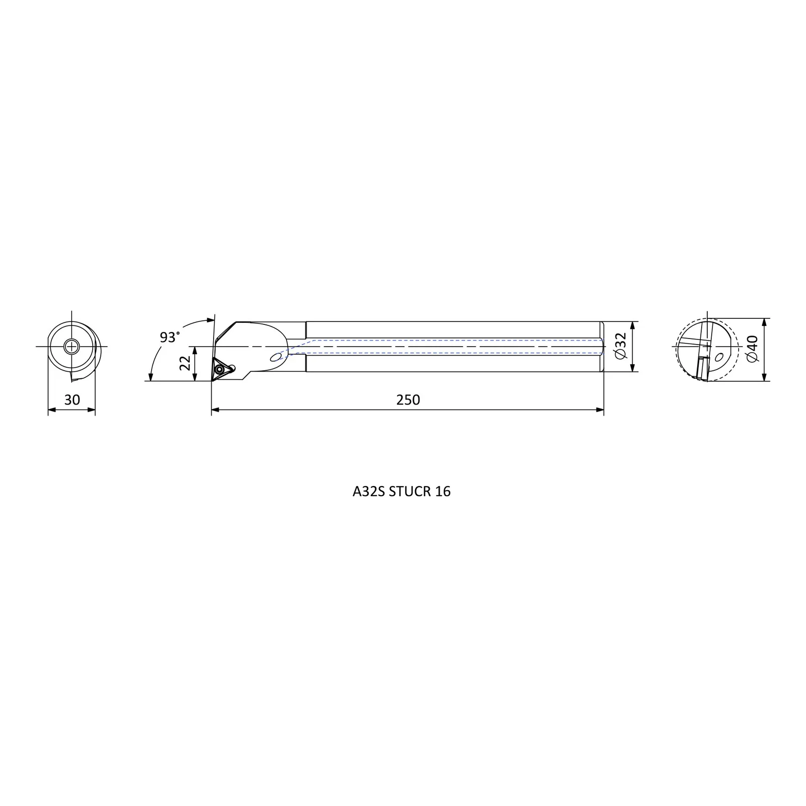 A32S STUCR 16 &mdash; dimensioned drawing