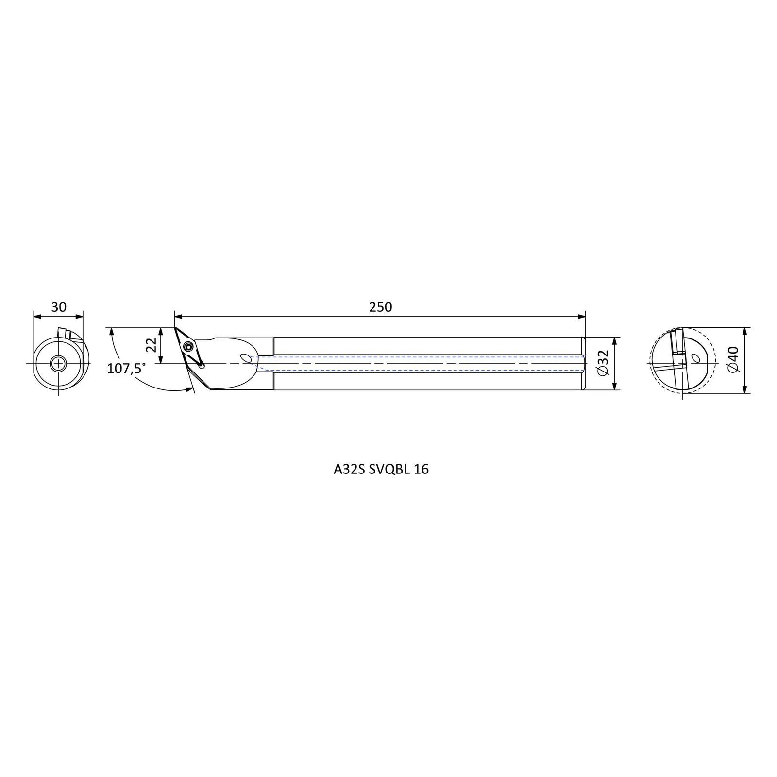A32S SVQBL 16 &mdash; dimensioned drawing