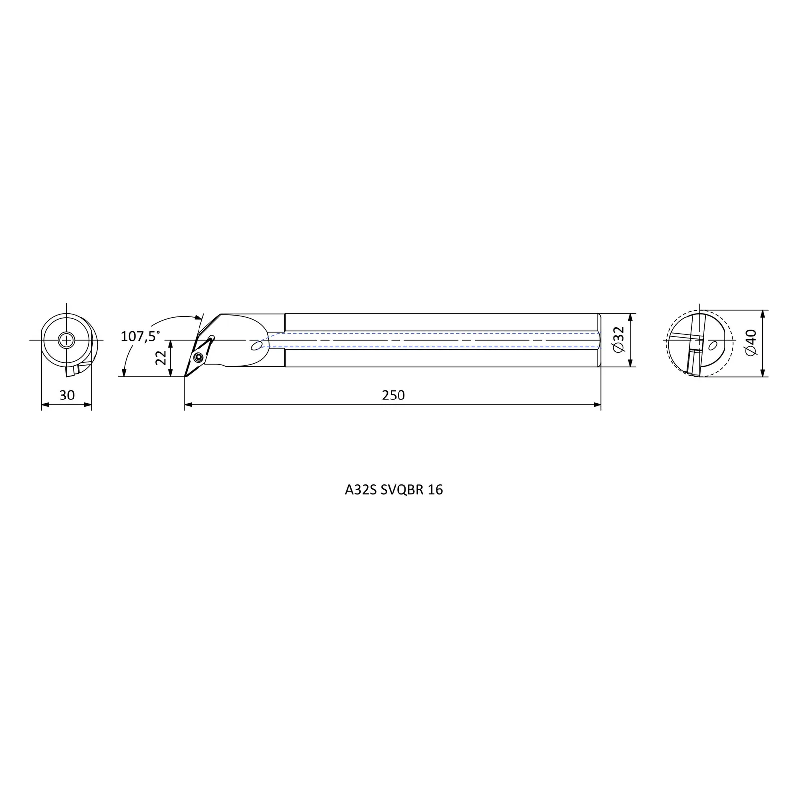 A32S SVQBR 16 &mdash; dimensioned drawing