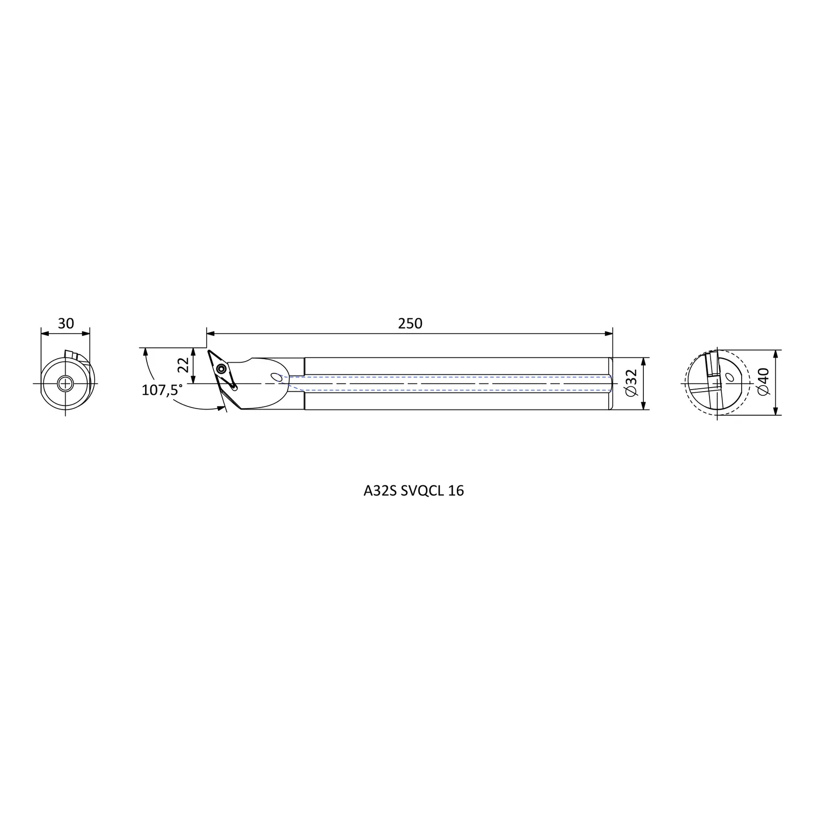 A32S SVQCL 16 &mdash; dimensioned drawing