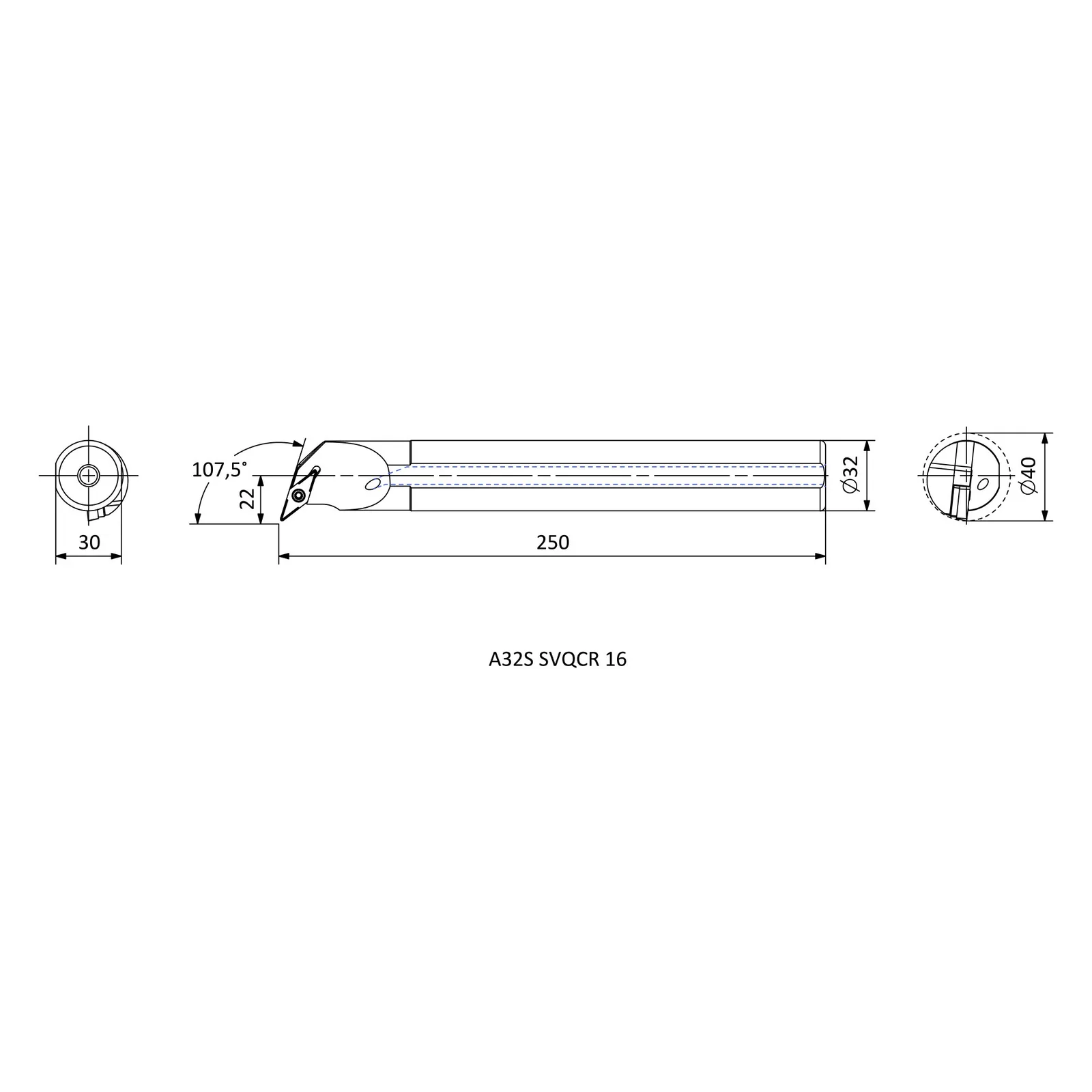A32S SVQCR 16 &mdash; dimensioned drawing