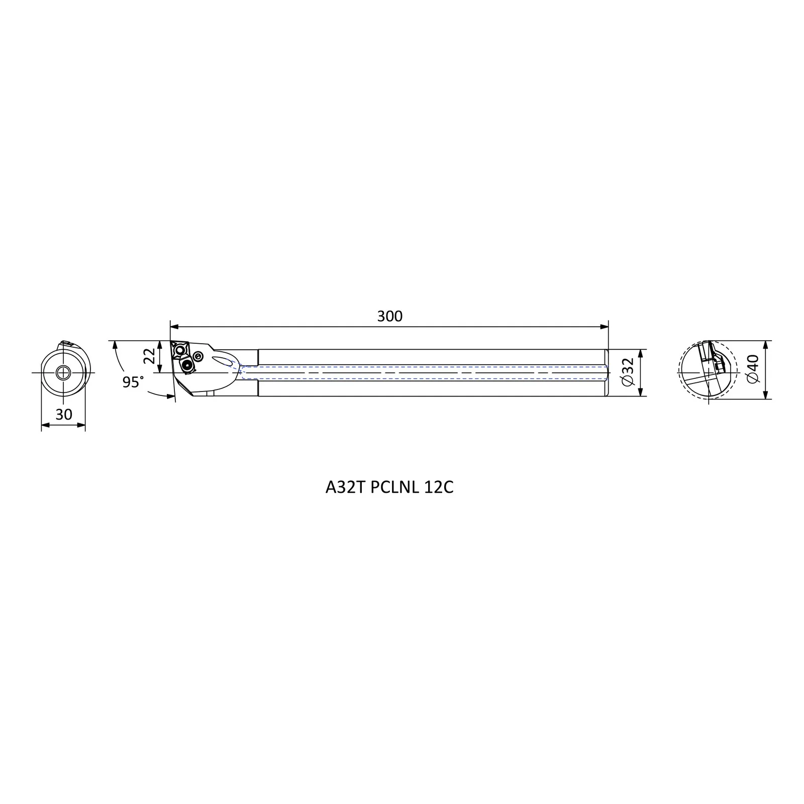 A32T PCLNL 12C &mdash; dimensioned drawing