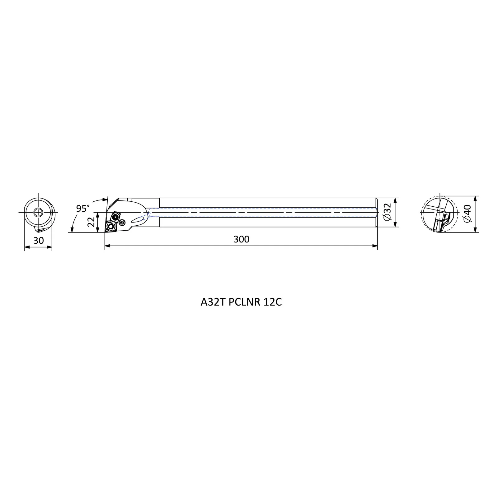 A32T PCLNR 12C &mdash; dimensioned drawing