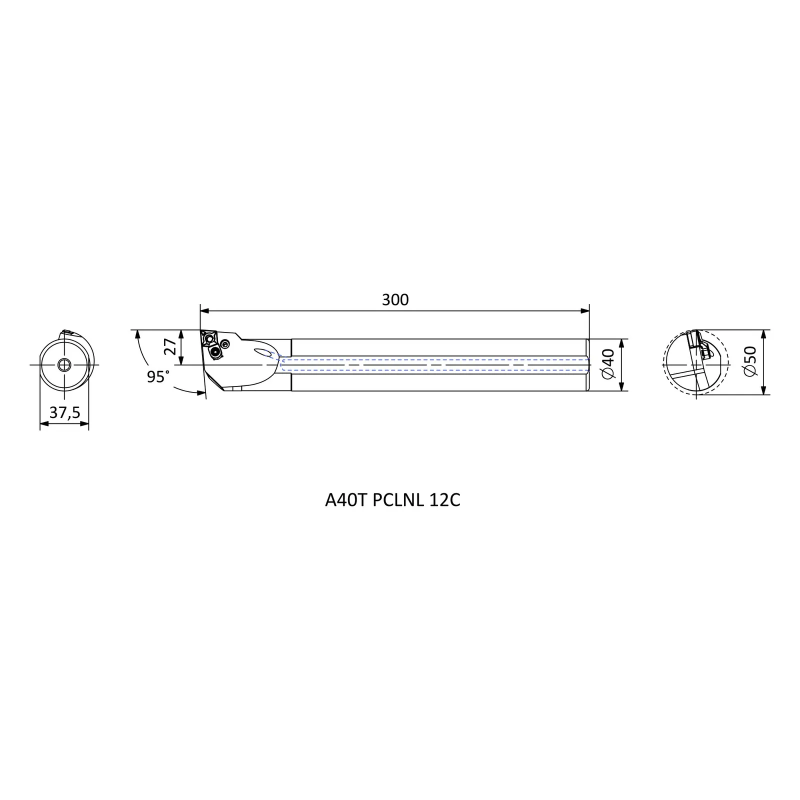 A40T PCLNL 12C &mdash; dimensioned drawing