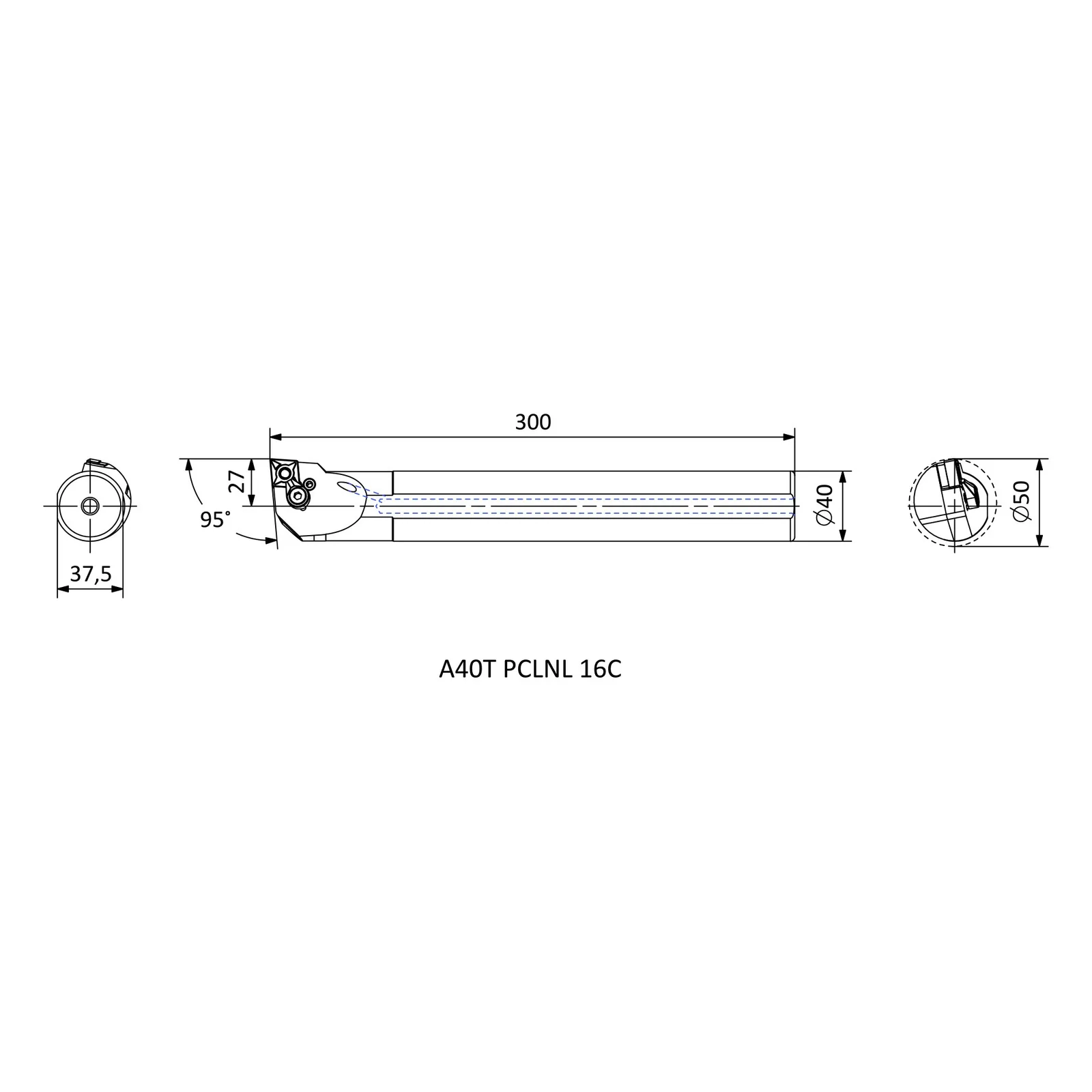A40T PCLNL 16C &mdash; dimensioned drawing