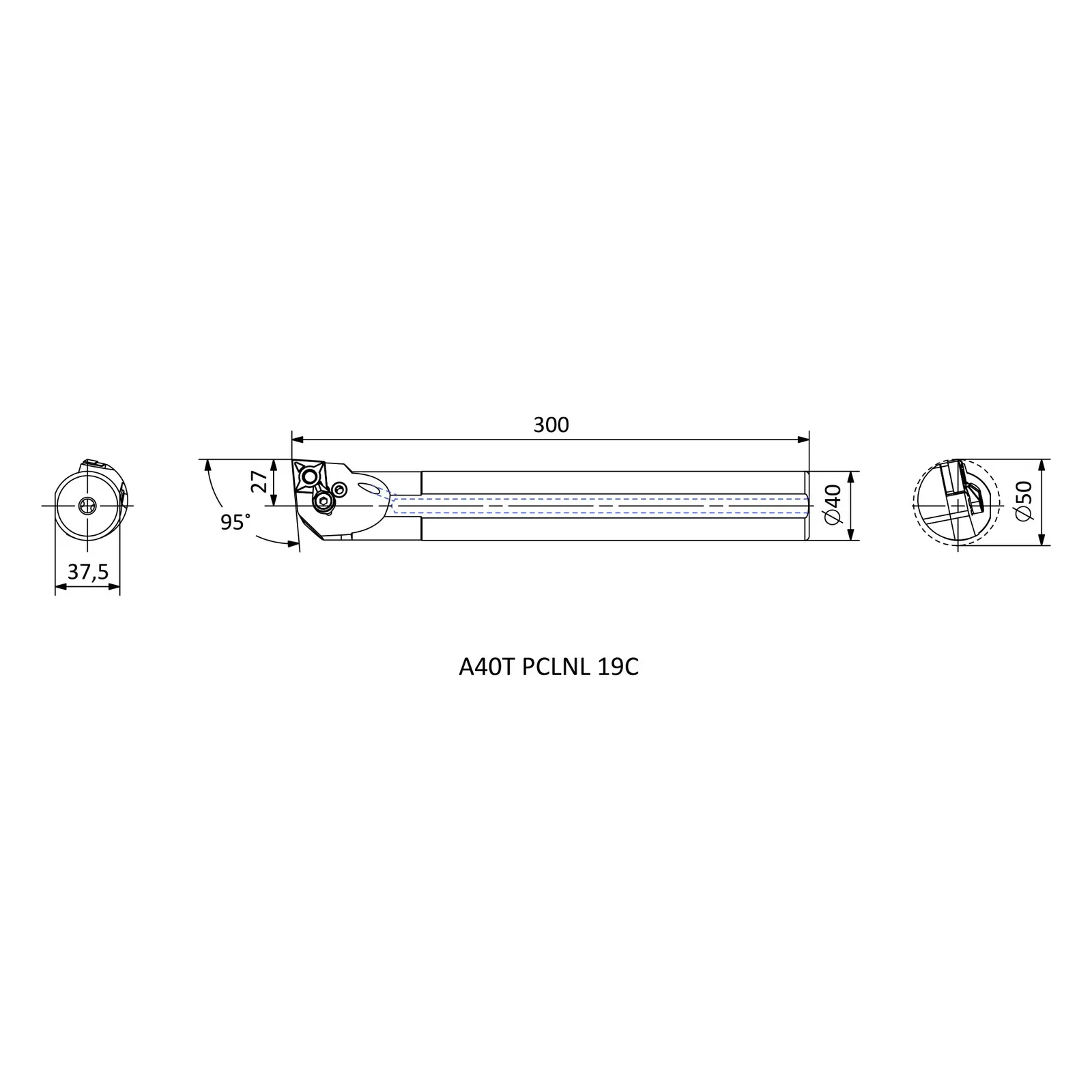 A40T PCLNL 19C &mdash; dimensioned drawing