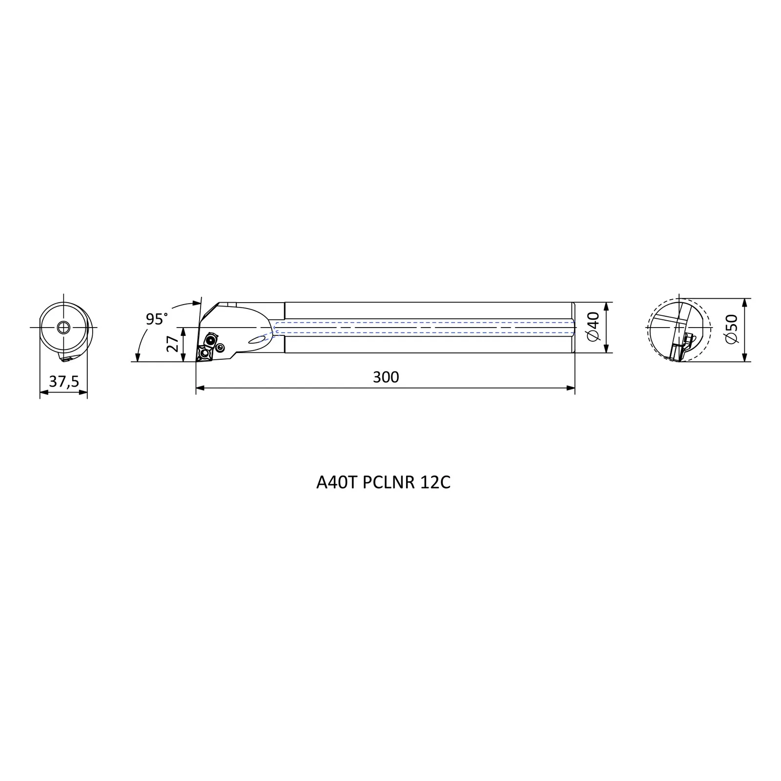 A40T PCLNR 12C &mdash; dimensioned drawing