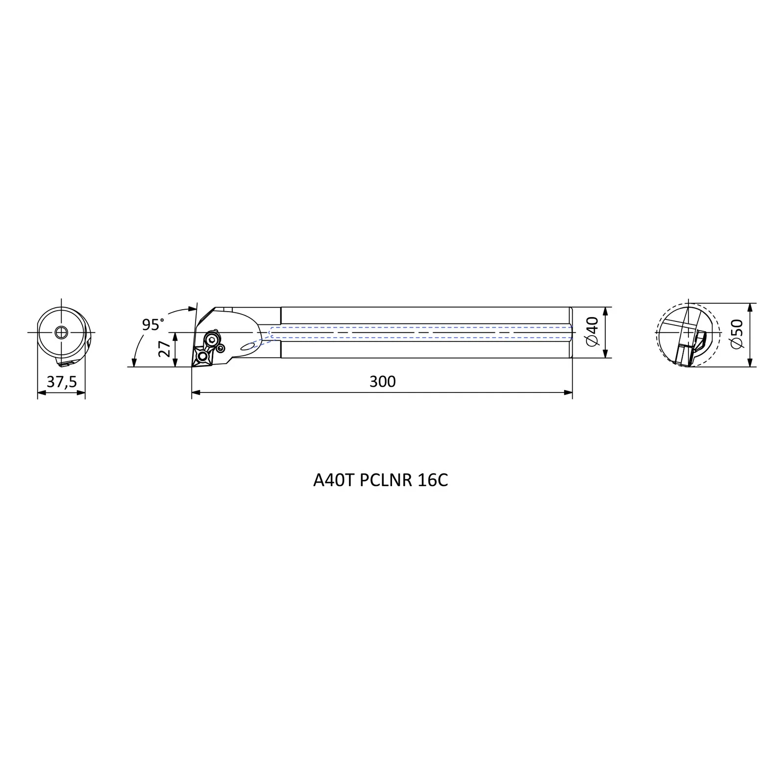 A40T PCLNR 16C &mdash; dimensioned drawing