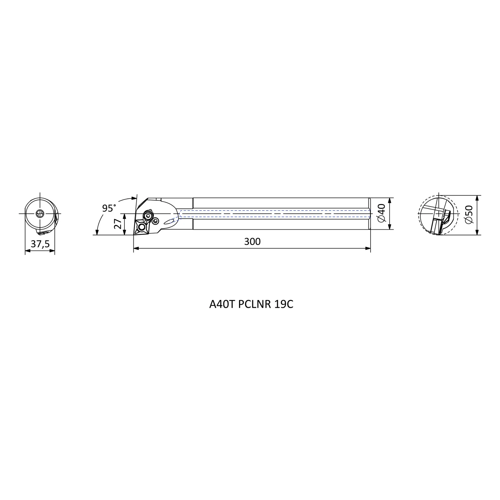 A40T PCLNR 19C &mdash; dimensioned drawing