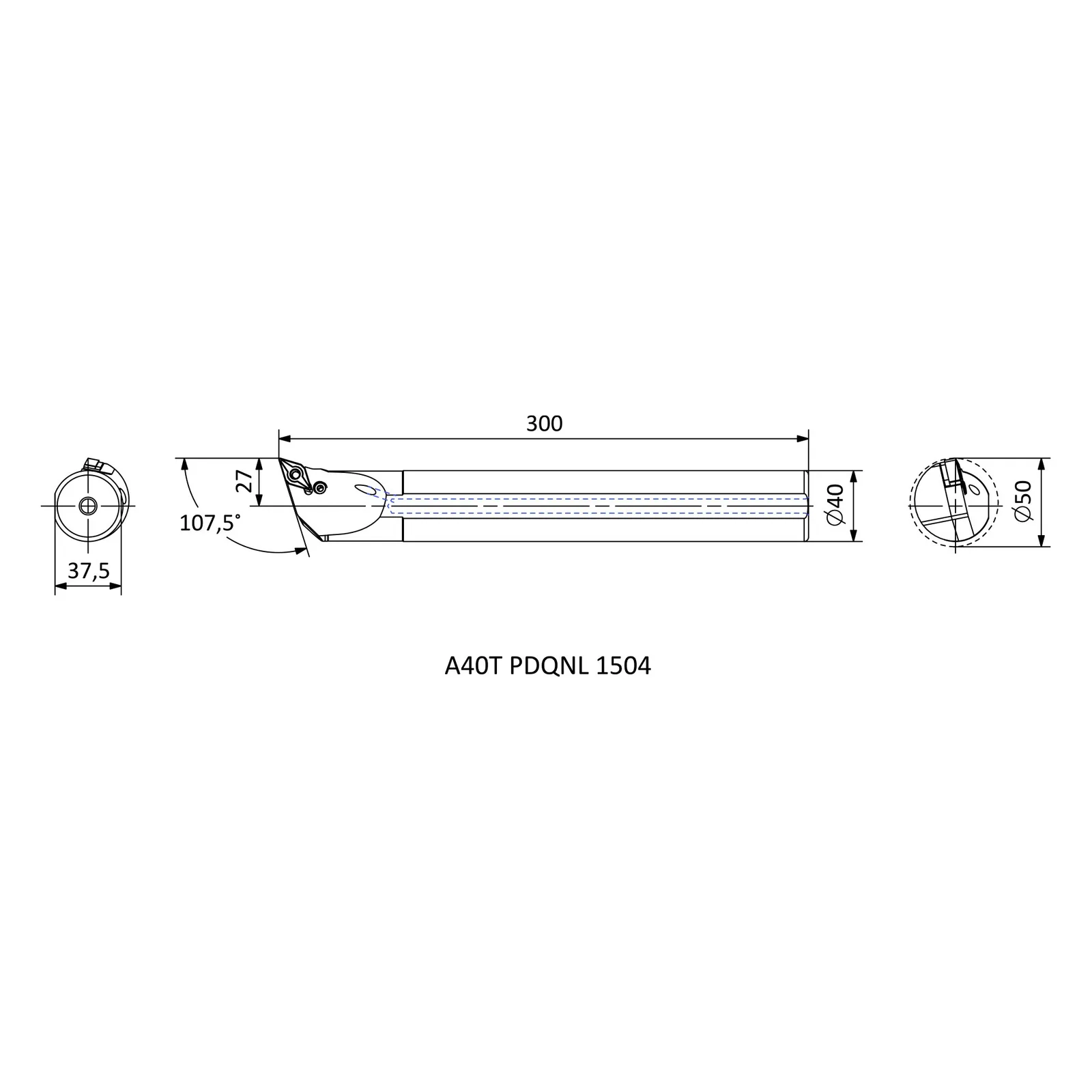 A40T PDQNL 1504 &mdash; dimensioned drawing