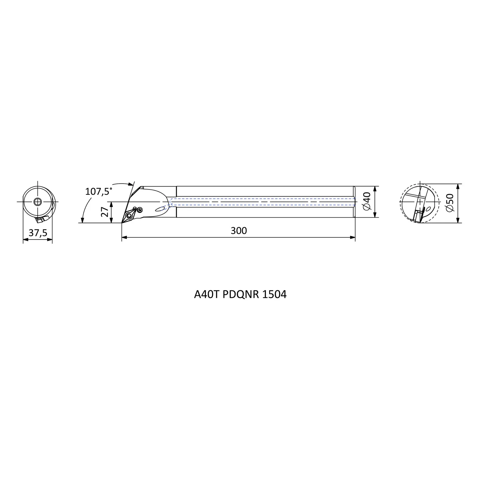 A40T PDQNR 1504 &mdash; dimensioned drawing