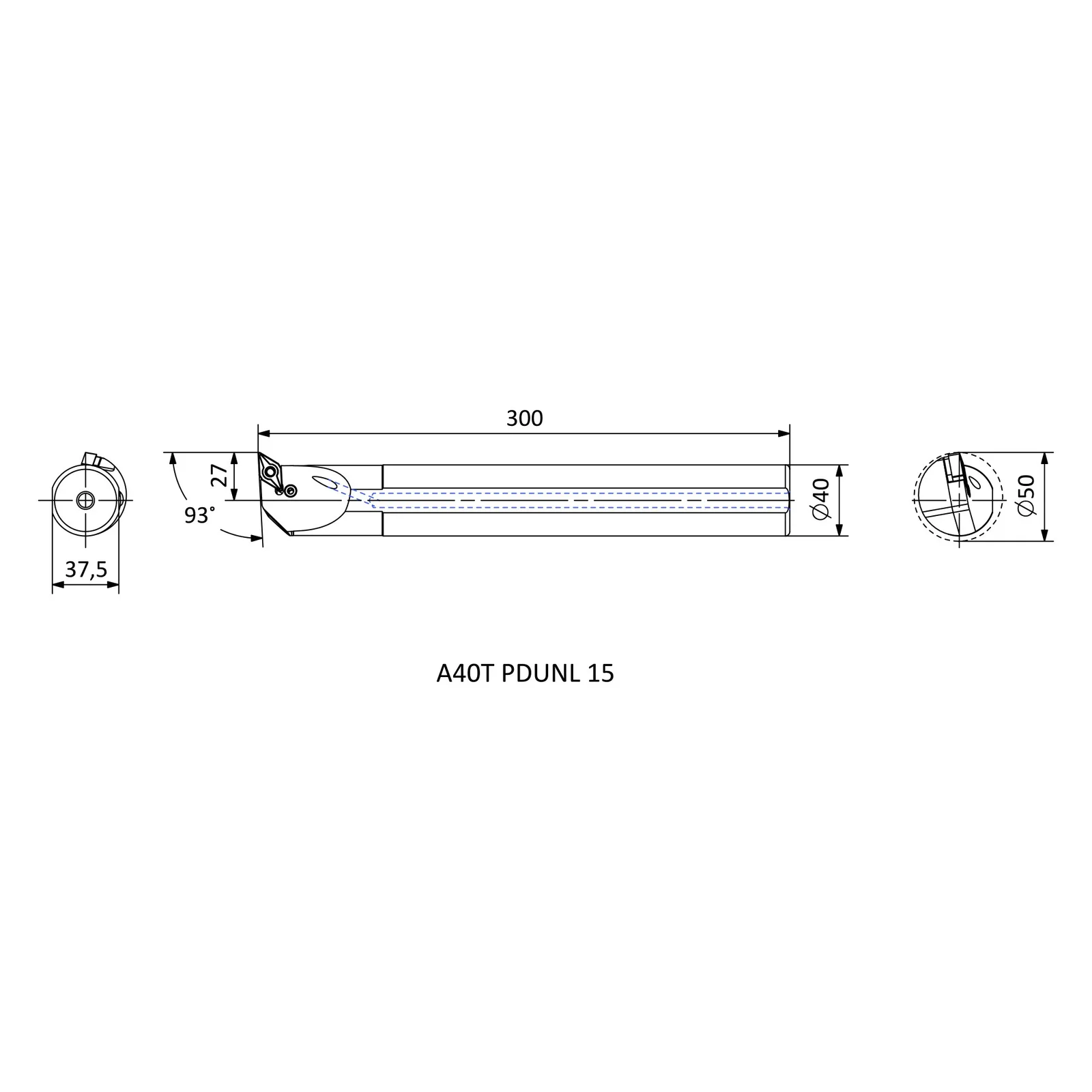 A40T PDUNL 15 &mdash; dimensioned drawing