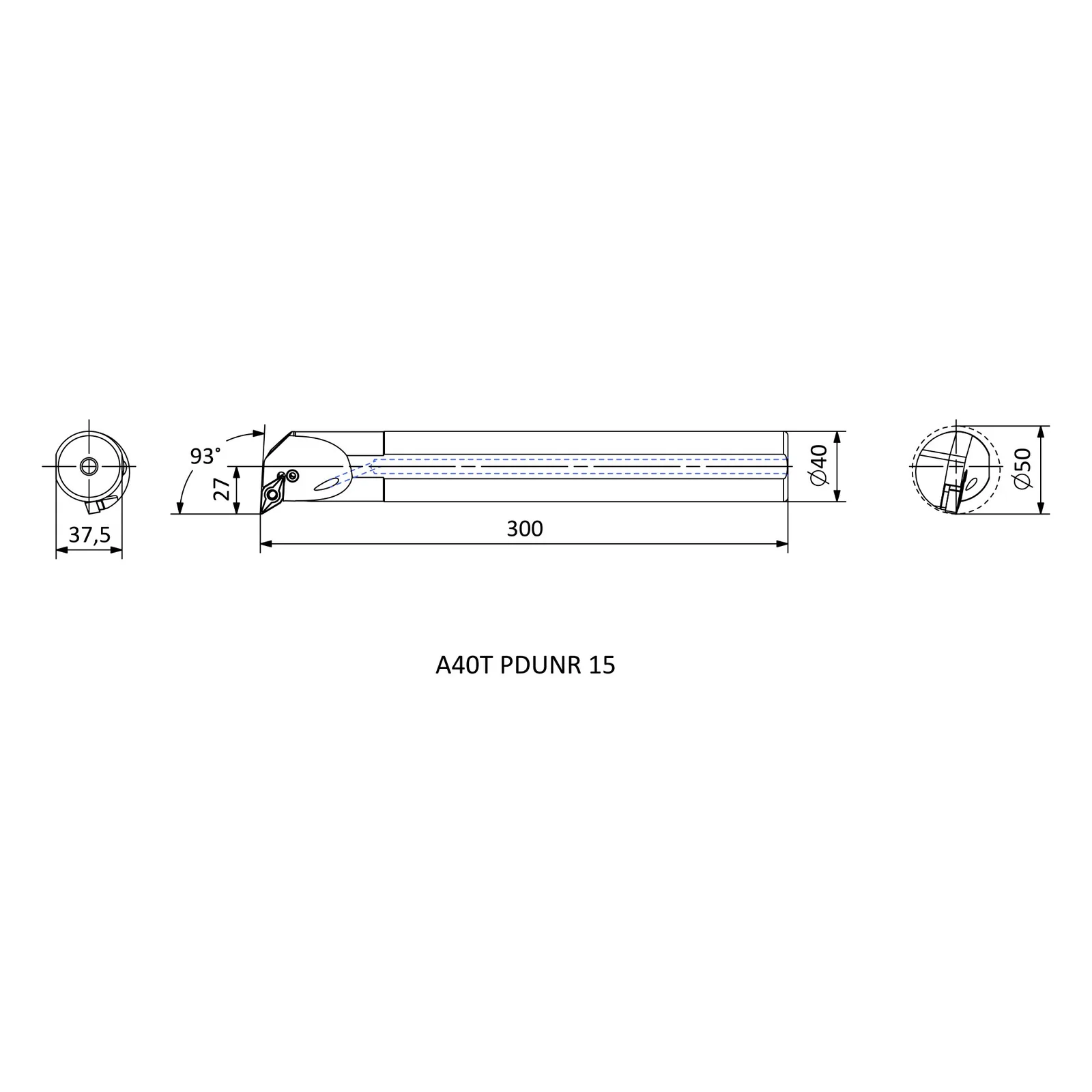 A40T PDUNR 15 &mdash; dimensioned drawing