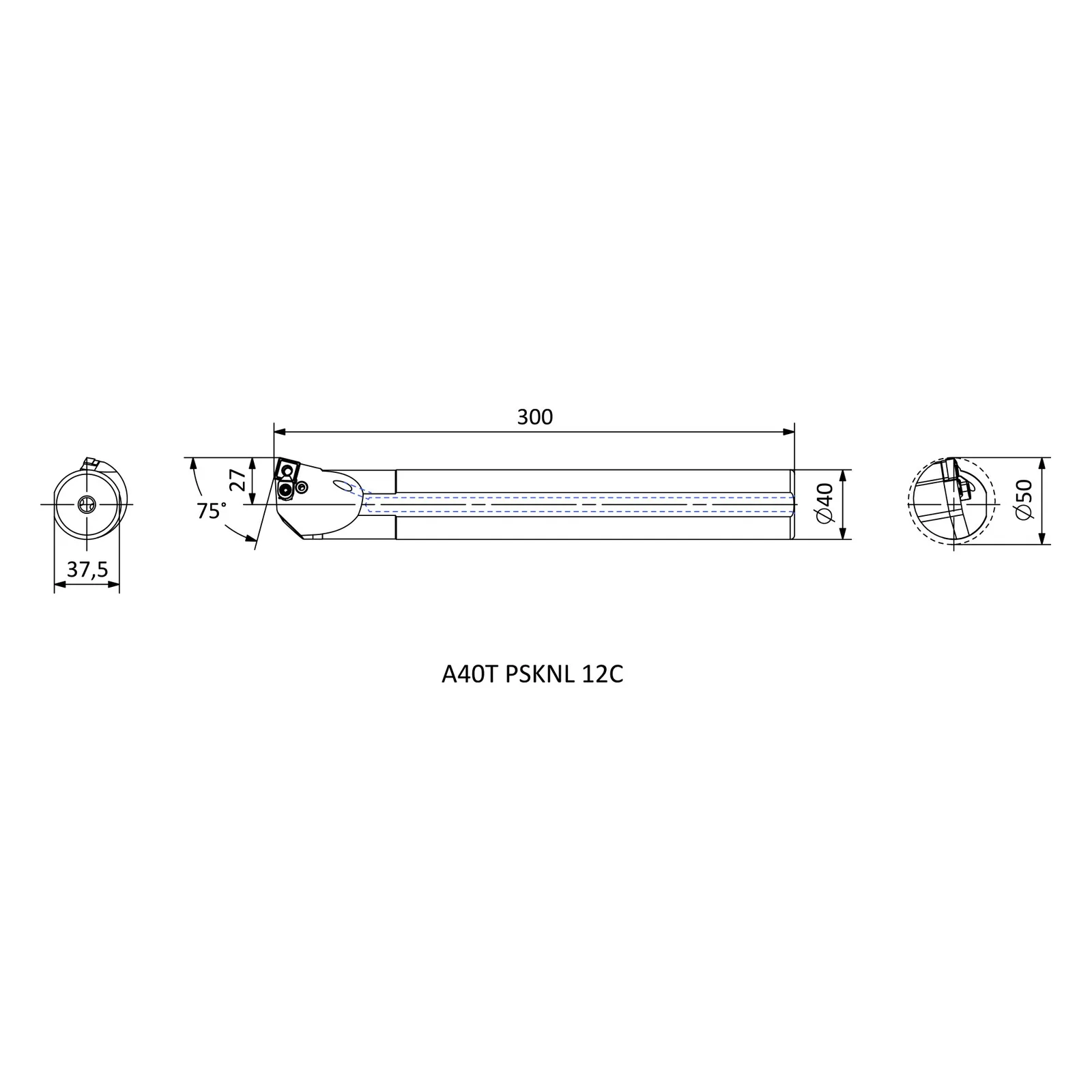 A40T PSKNL 12C &mdash; dimensioned drawing