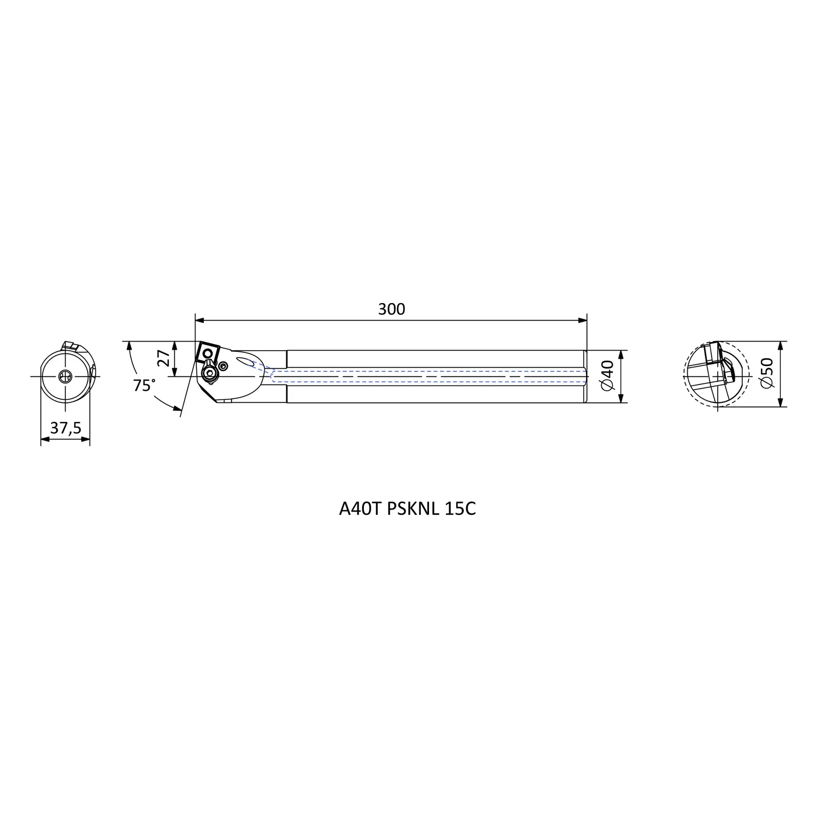 A40T PSKNL 15C &mdash; dimensioned drawing