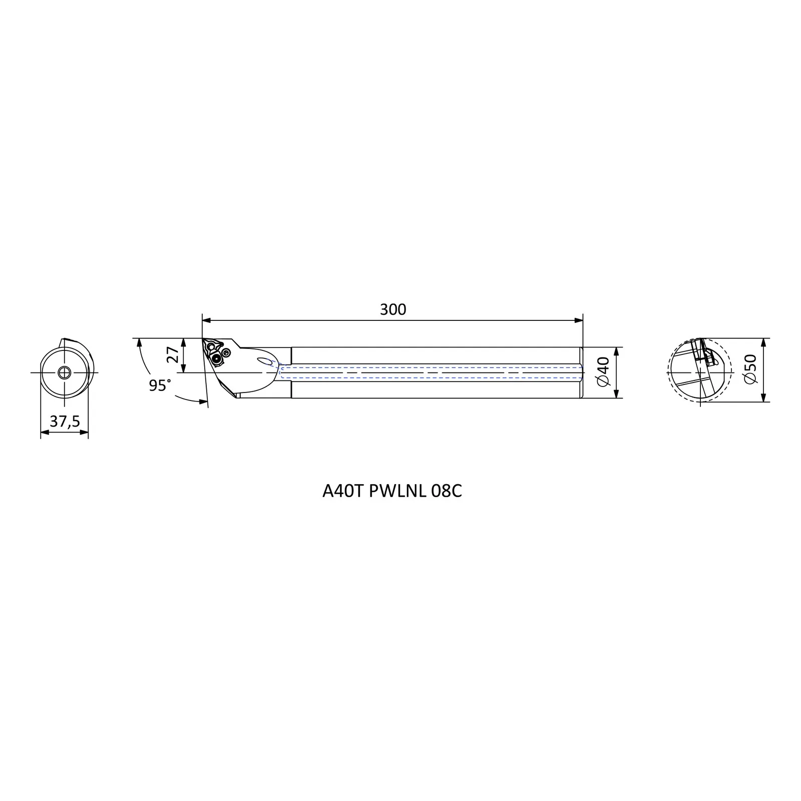 A40T PWLNL 08C &mdash; dimensioned drawing