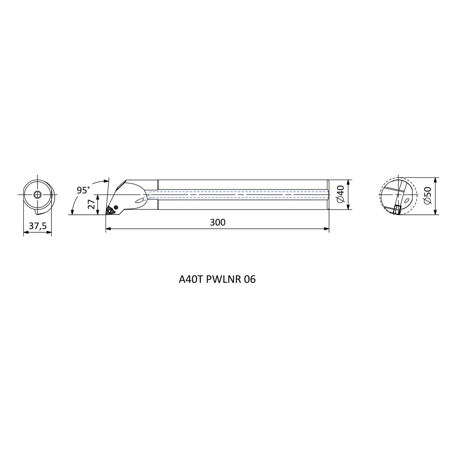 A40T PWLNR 06 &mdash; dimensioned drawing