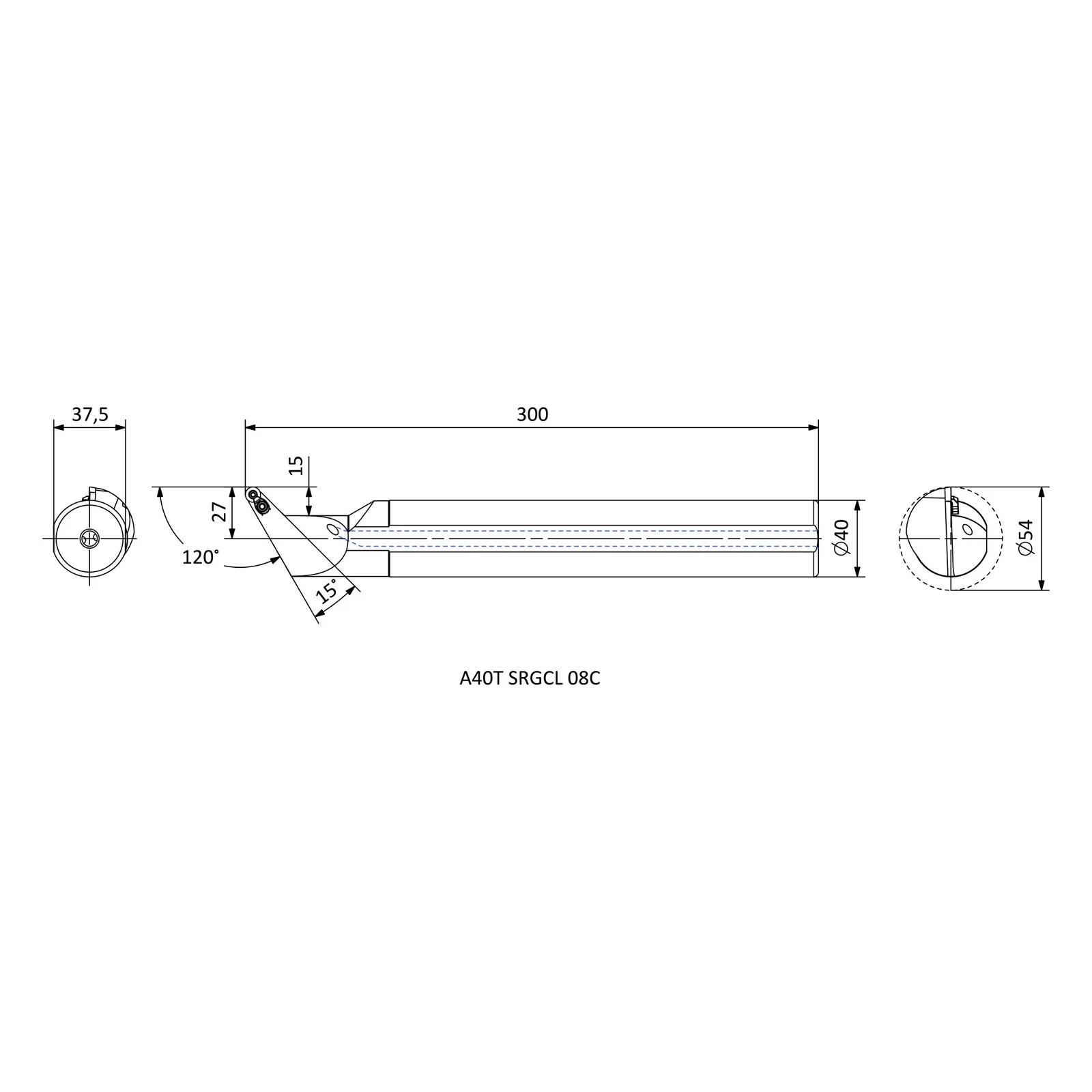 A40T SRGCL 08C &mdash; dimensioned drawing