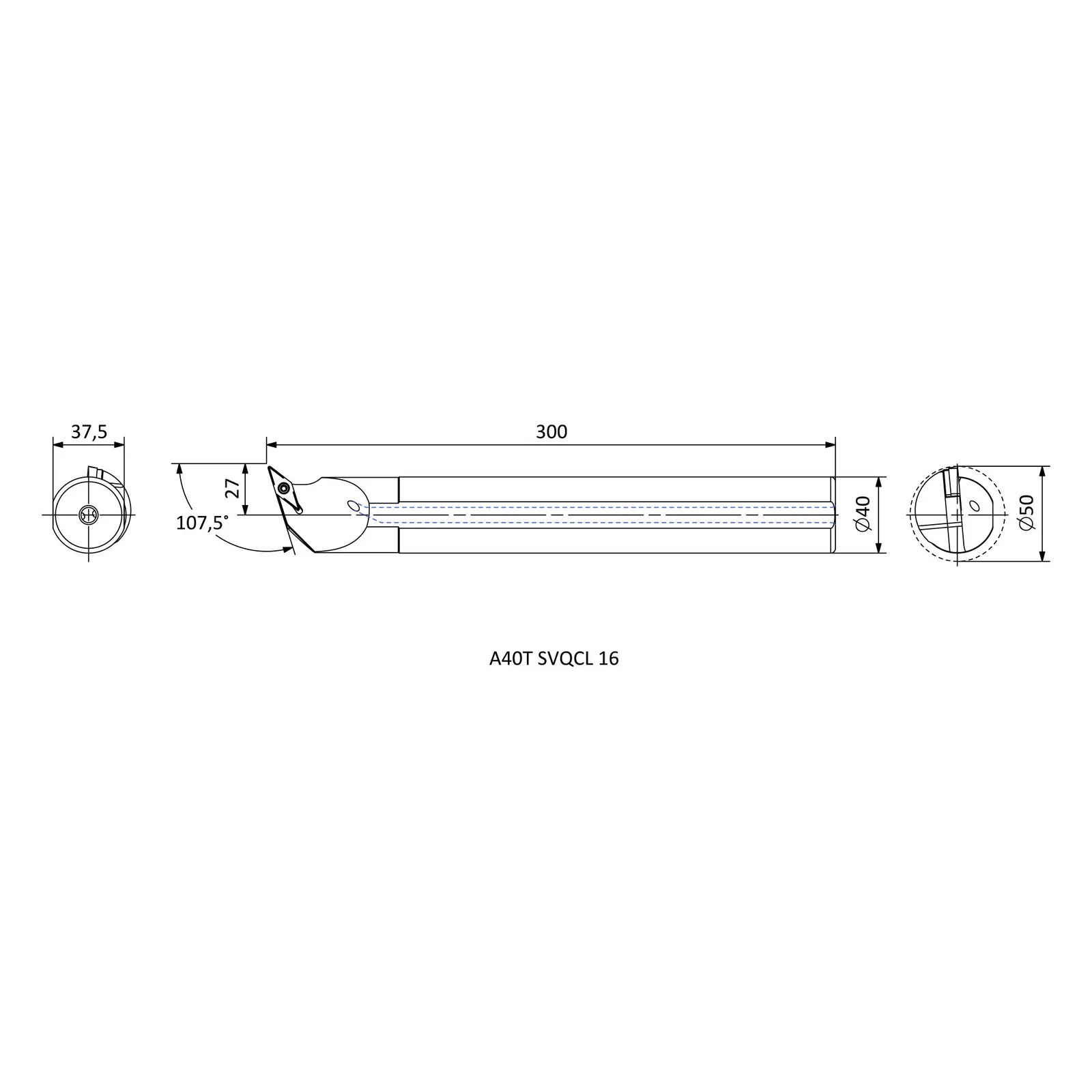 A40T SVQCL 16 &mdash; dimensioned drawing