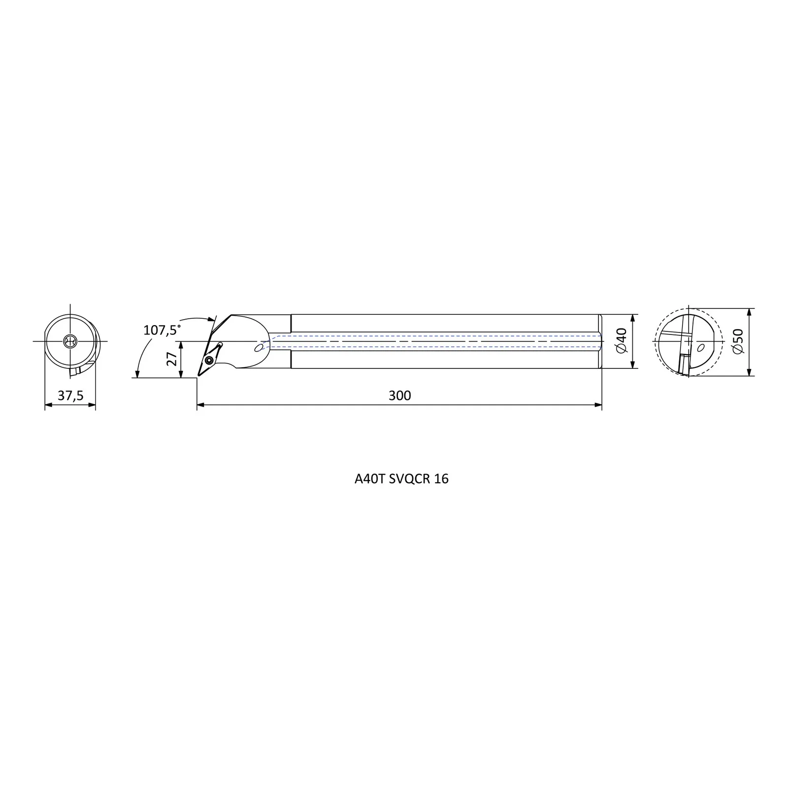 A40T SVQCR 16 &mdash; dimensioned drawing