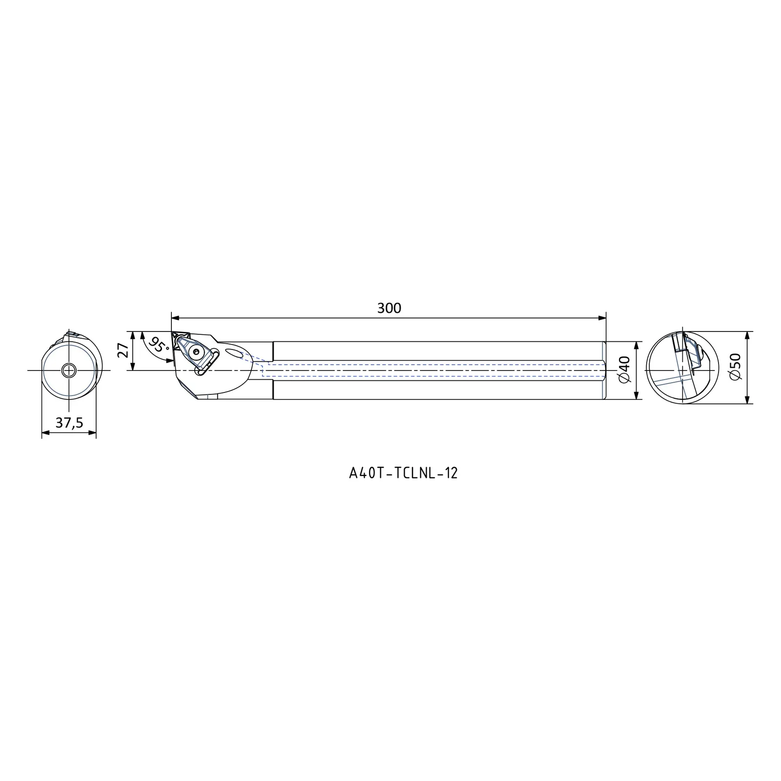 A40T TCLNL 12 &mdash; dimensioned drawing