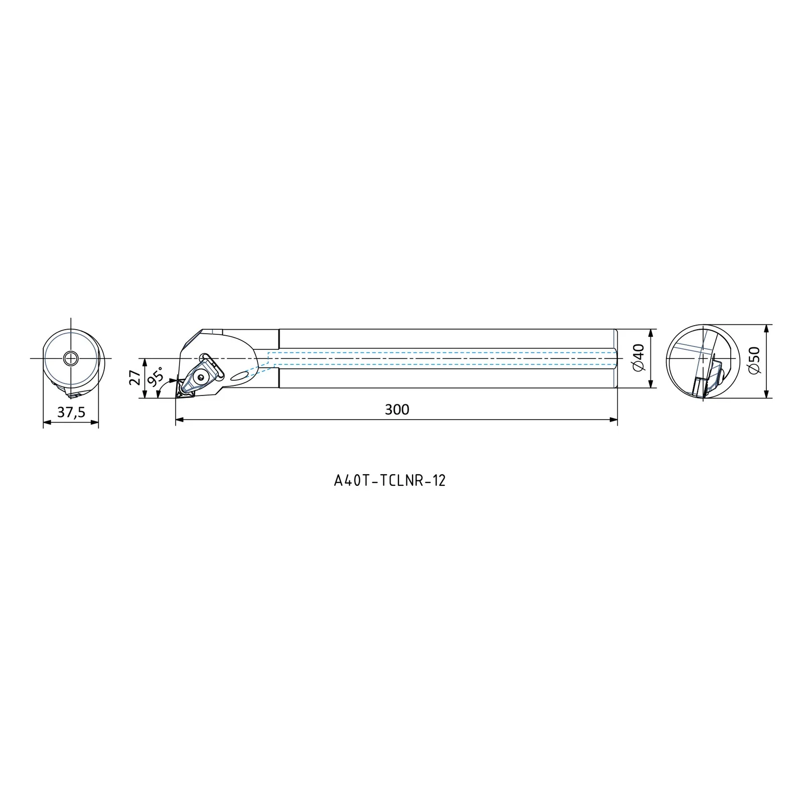 A40T TCLNR 12 &mdash; dimensioned drawing