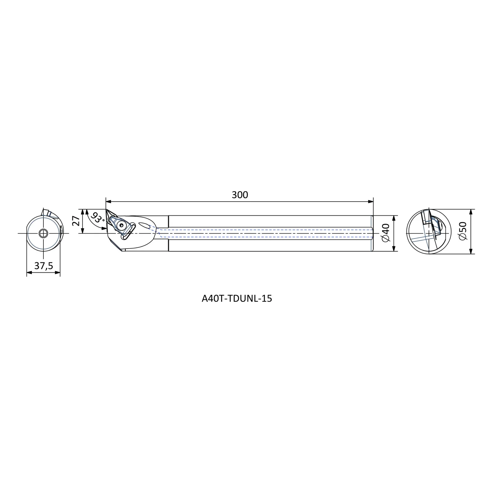 A40T TDUNL 15 &mdash; dimensioned drawing