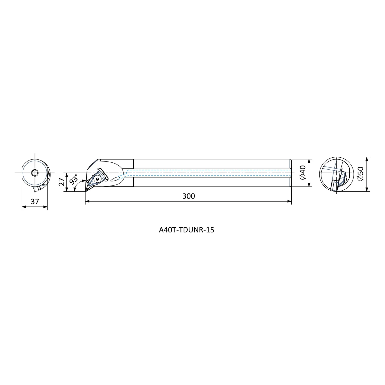 A40T TDUNR 15 &mdash; dimensioned drawing