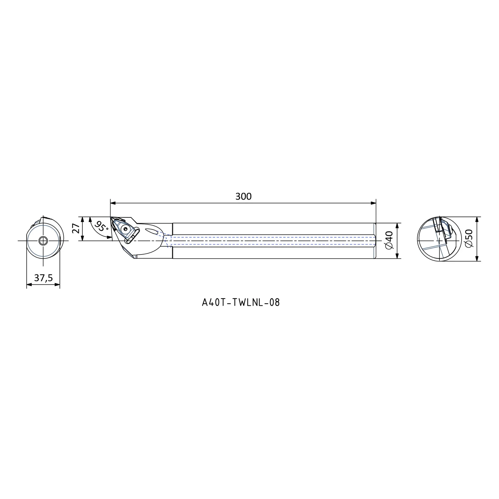 A40T TWLNL 08 &mdash; dimensioned drawing