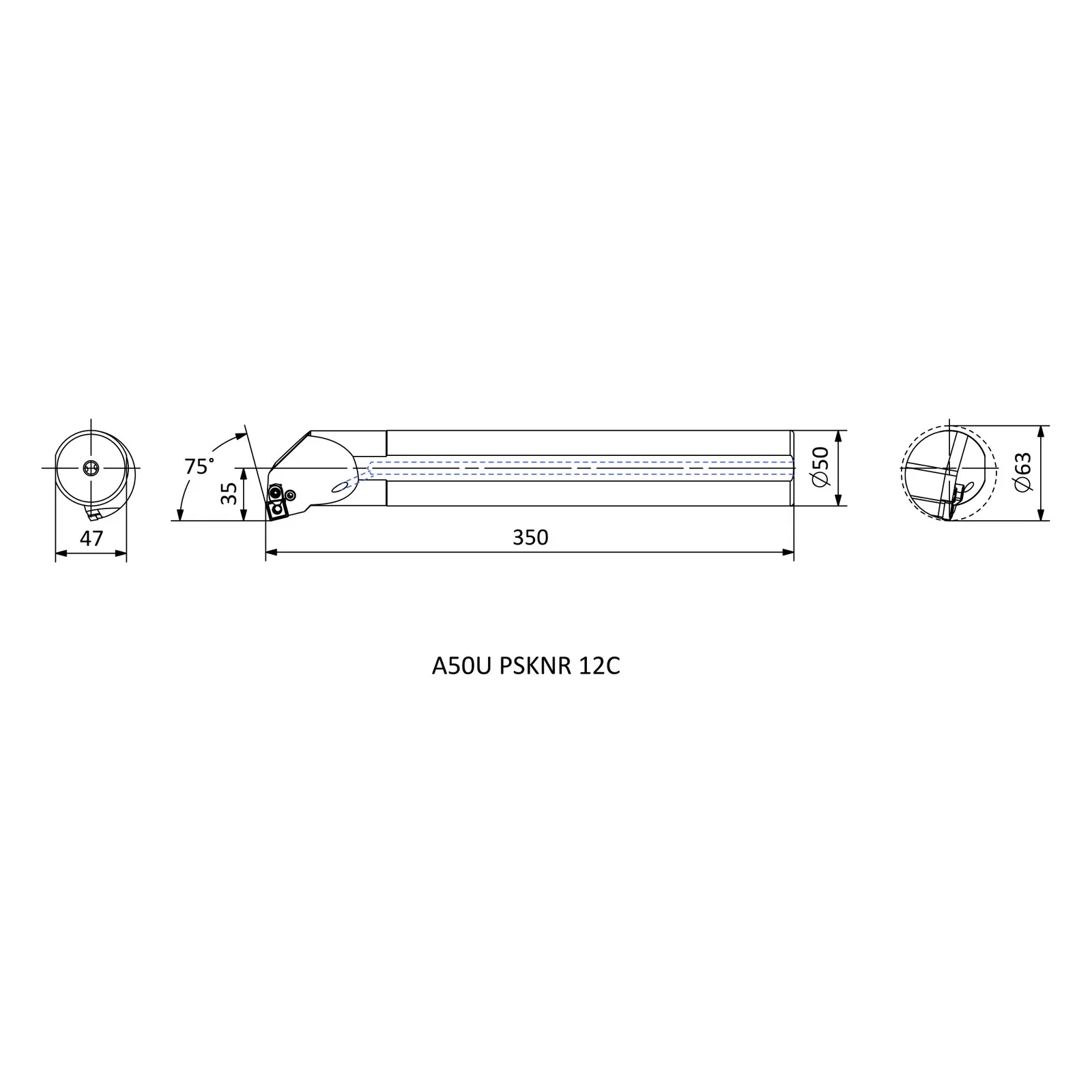 A50U PSKNR 12C &mdash; dimensioned drawing