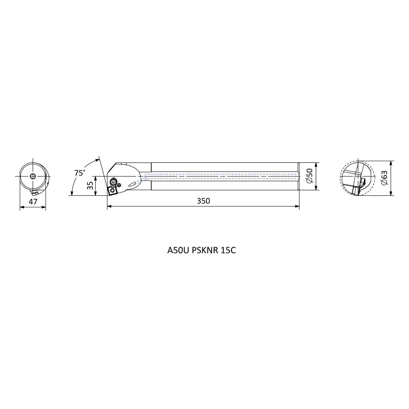 A50U PSKNR 15C &mdash; dimensioned drawing