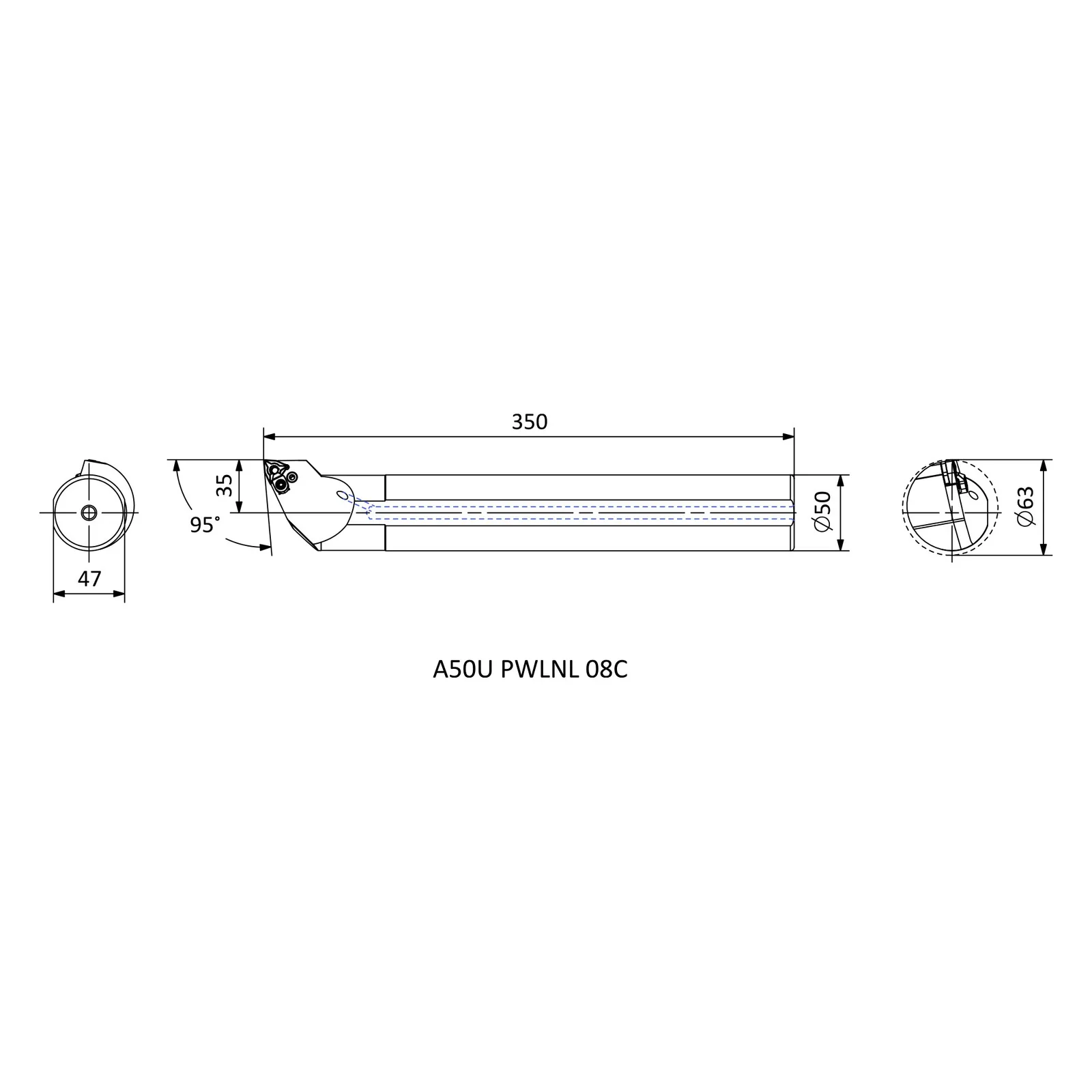 A50U PWLNL 08C &mdash; dimensioned drawing