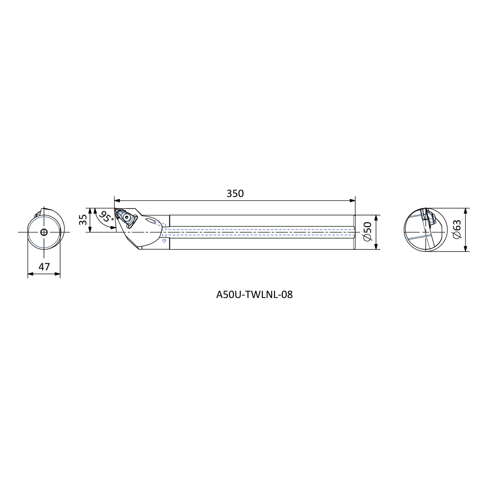 A50U TWLNL 08 &mdash; dimensioned drawing