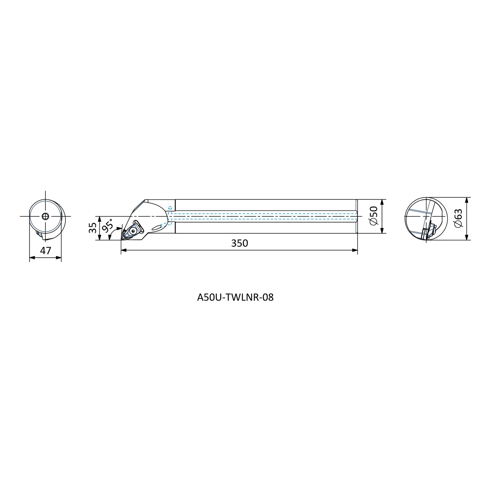 A50U TWLNR 08 &mdash; dimensioned drawing