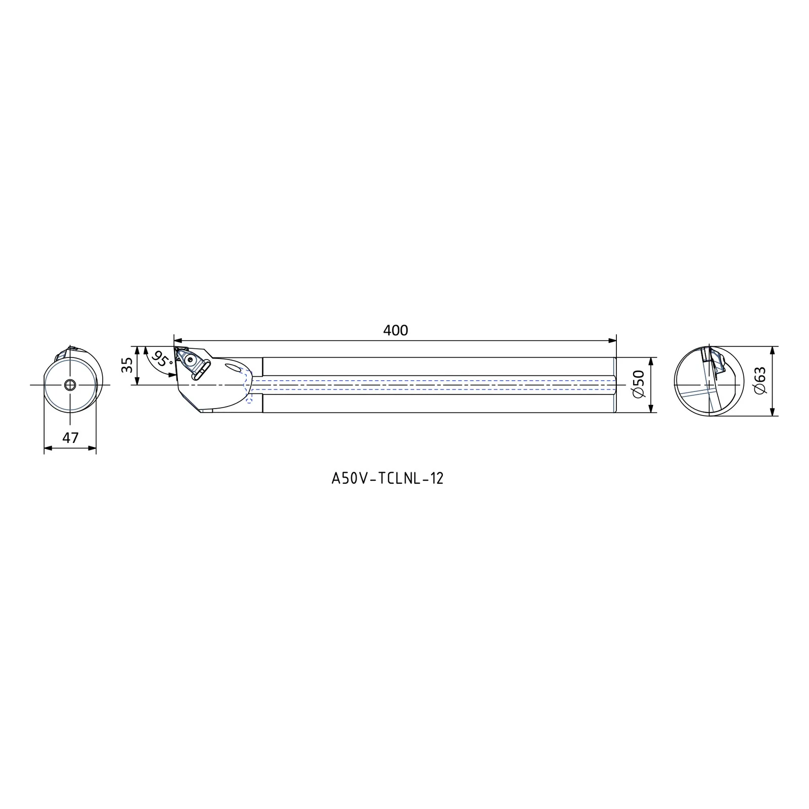 A50V TCLNL 12 &mdash; dimensioned drawing