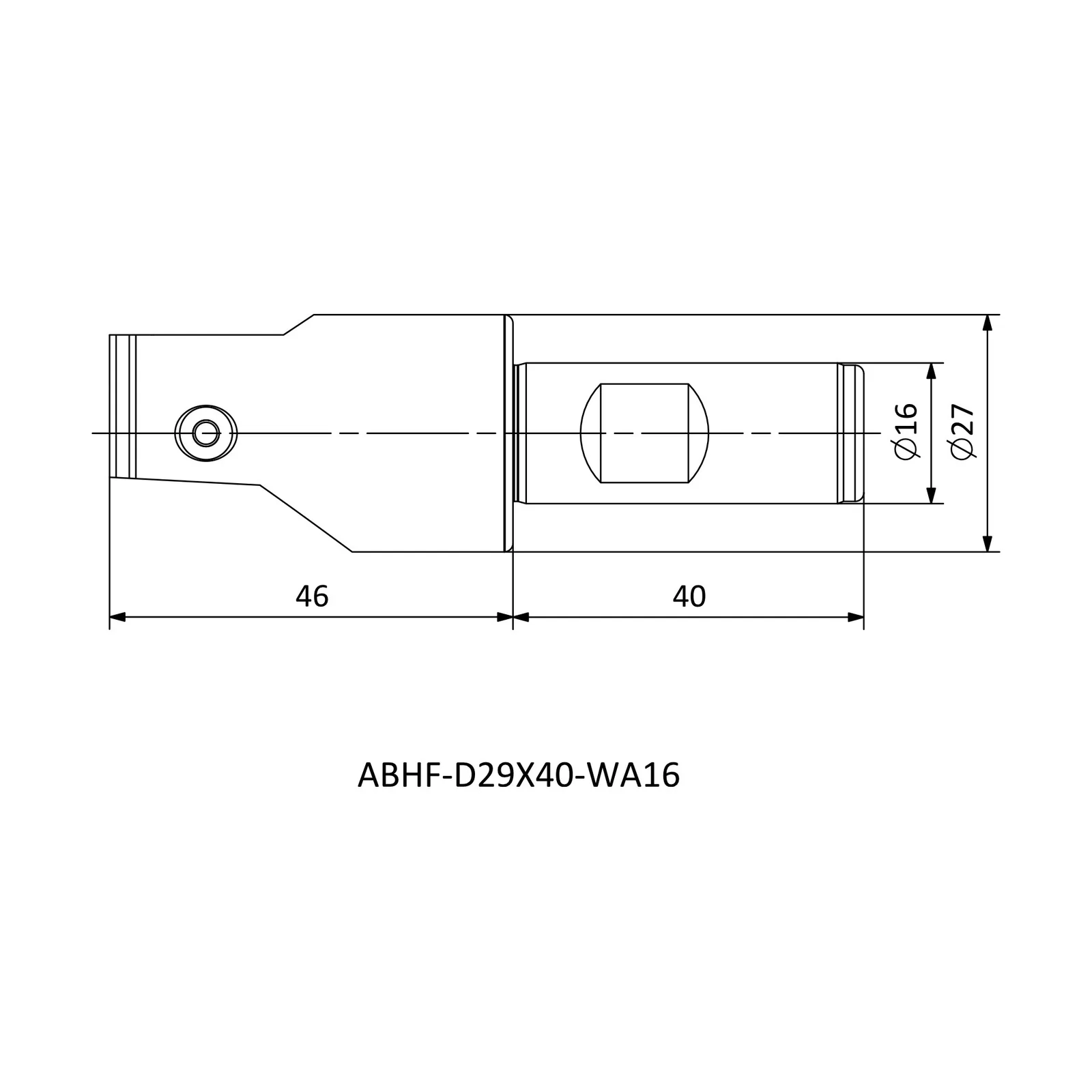 ABHF-D29X40-WA16 &mdash; dimensioned drawing