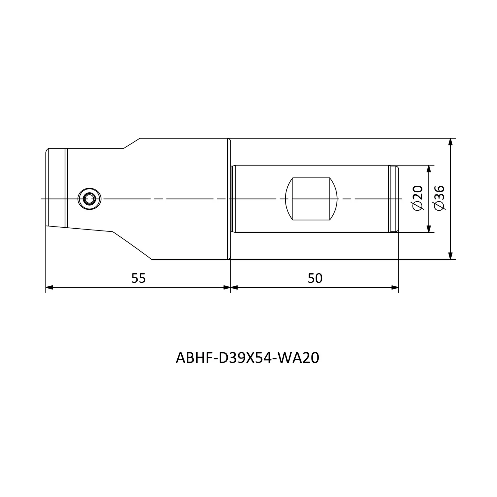 ABHF-D39X54-WA20 &mdash; dimensioned drawing