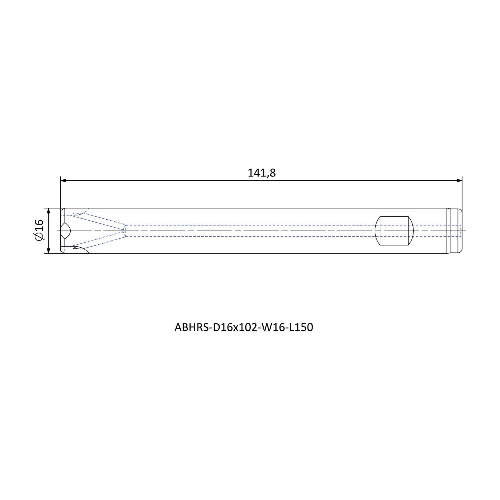 ABHRS-D16x102-W16-L150 &mdash; dimensioned drawing