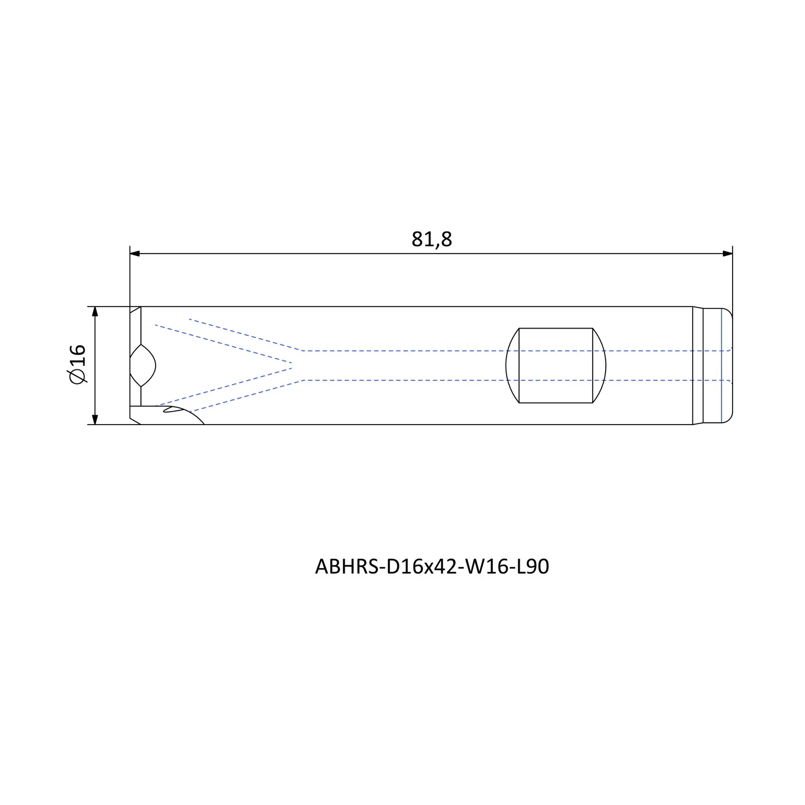 ABHRS-D16x42-W16-L90 &mdash; dimensioned drawing