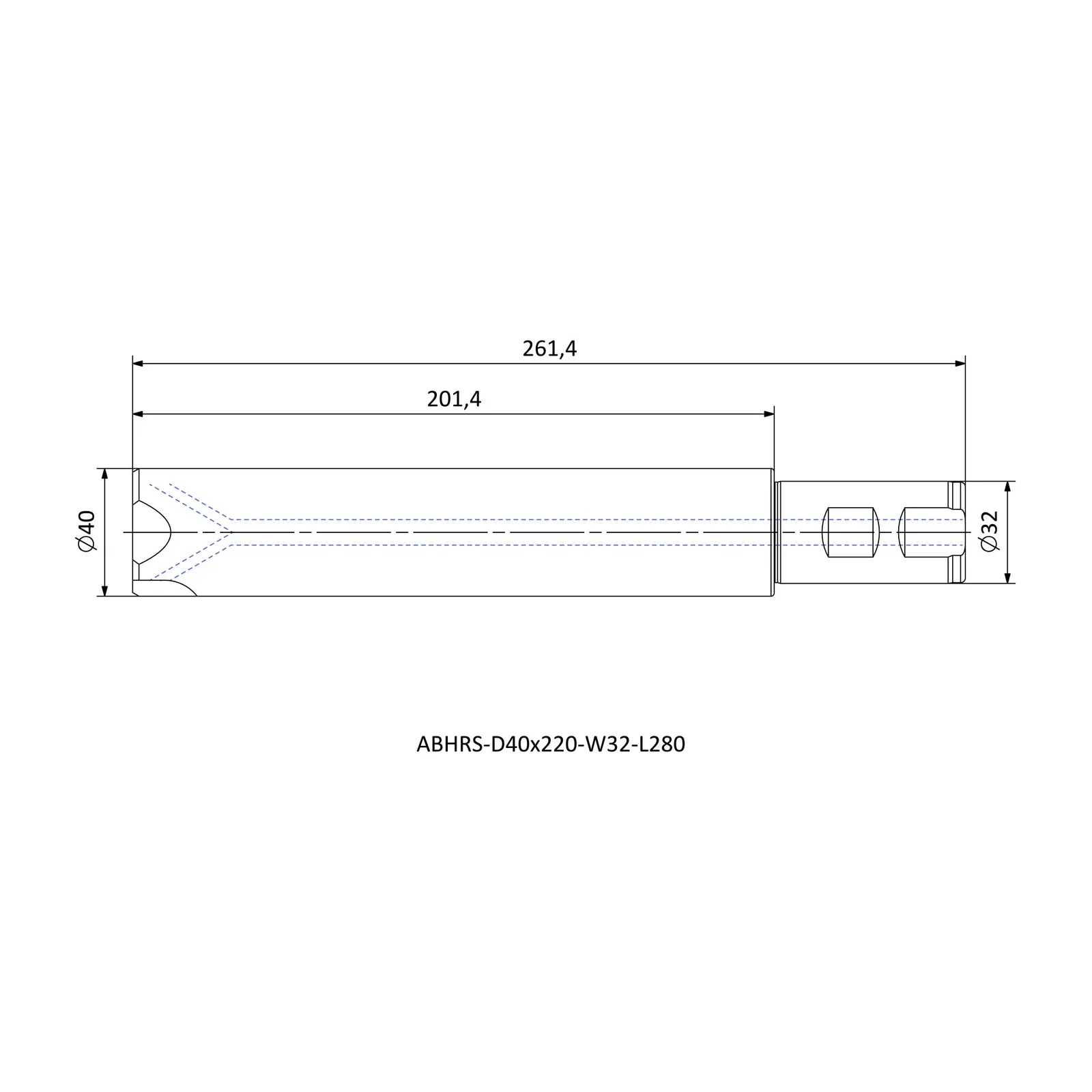 ABHRS-D40x220-W32-L280 &mdash; dimensioned drawing