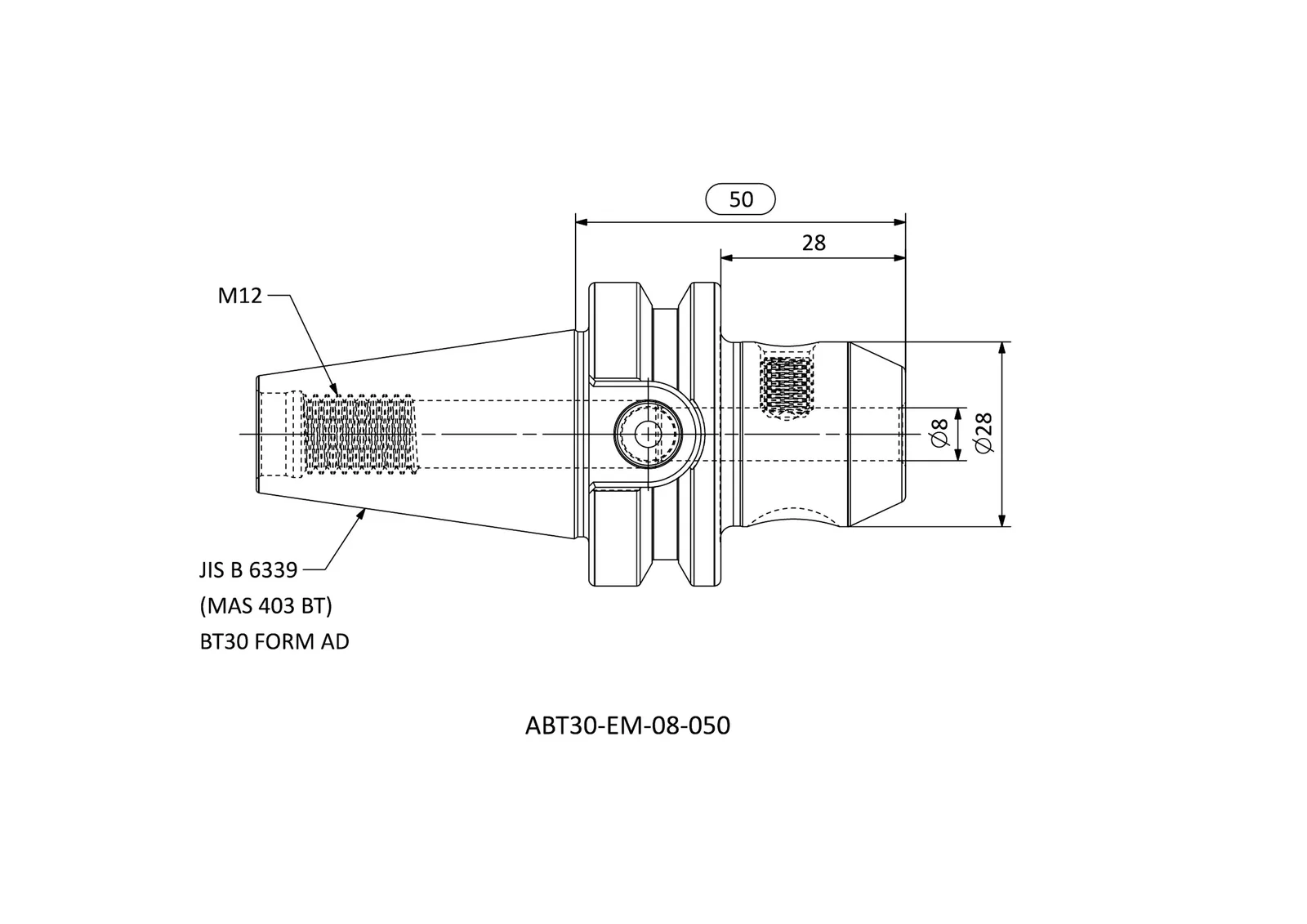 ABT30-EM-08-050 &mdash; dimensioned drawing