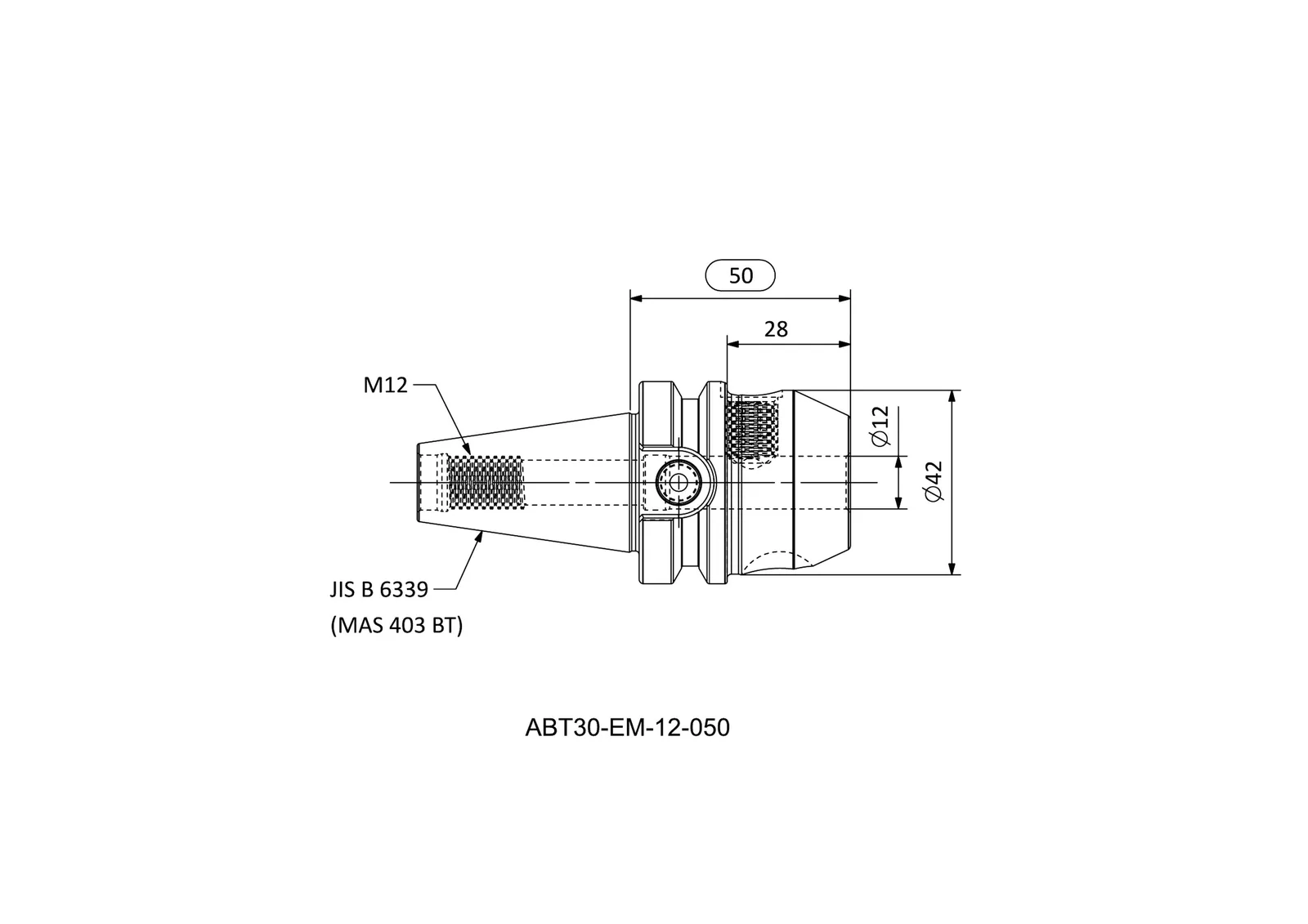 ABT30-EM-12-050 &mdash; dimensioned drawing