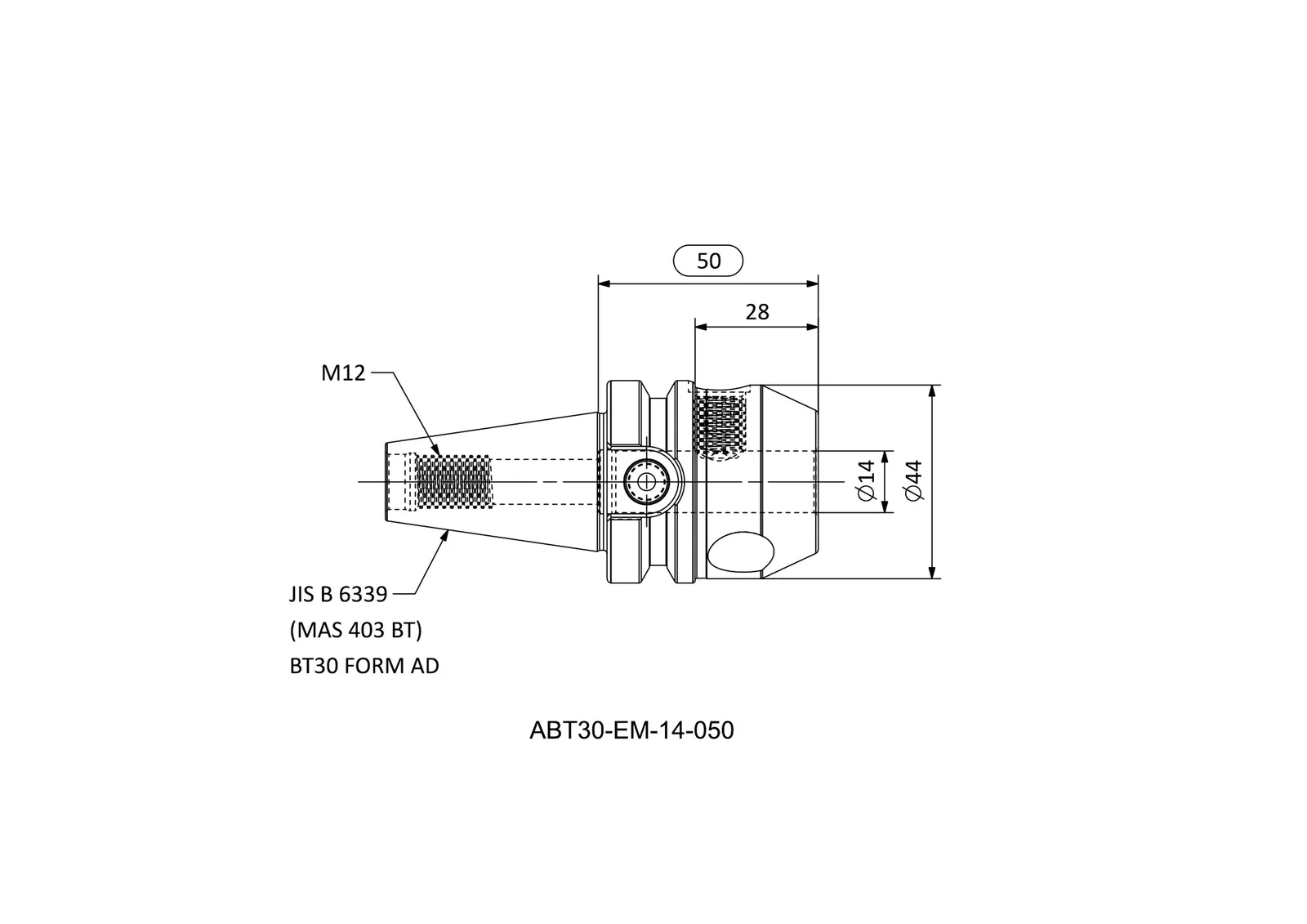 ABT30-EM-14-050 &mdash; dimensioned drawing
