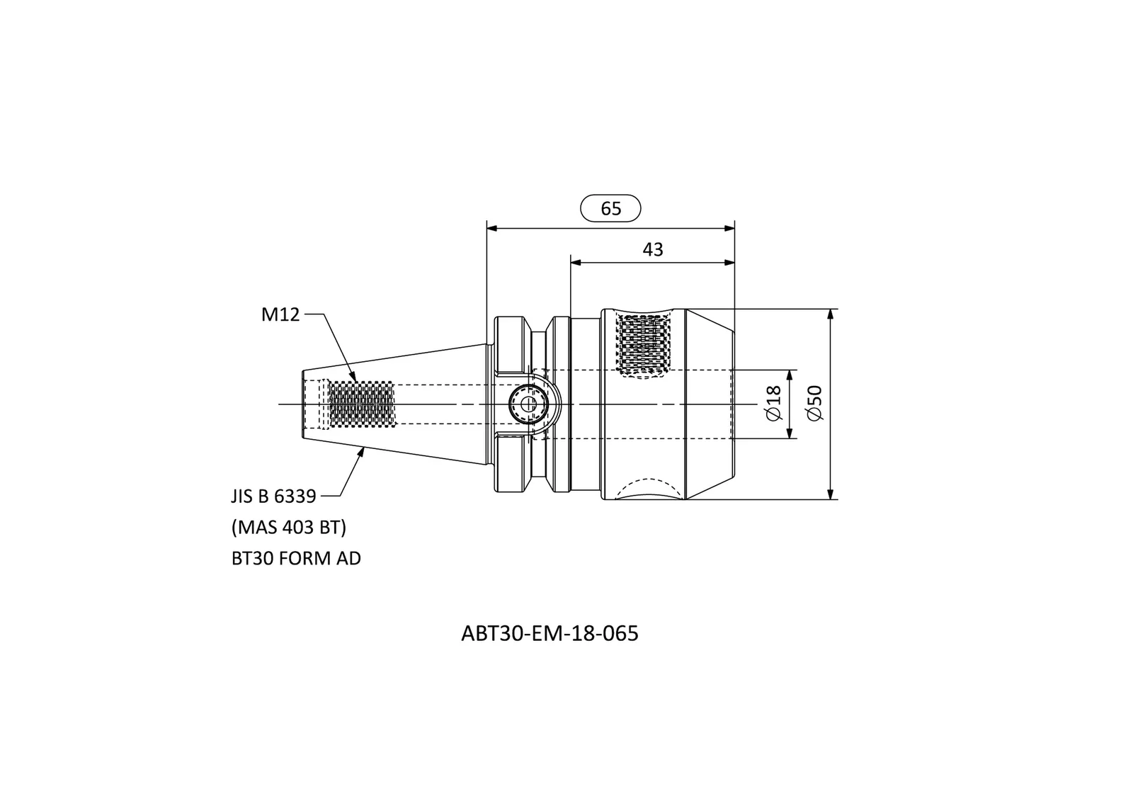 ABT30-EM-18-065 &mdash; dimensioned drawing