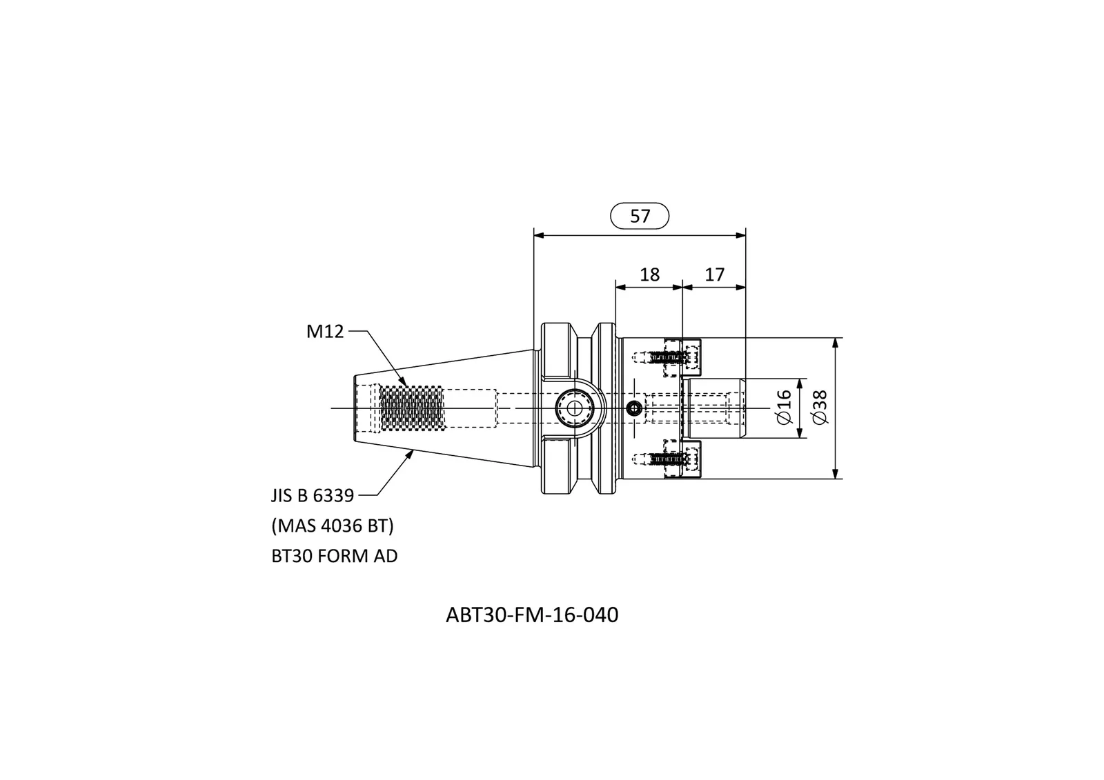 ABT30-FM-16-040 &mdash; dimensioned drawing