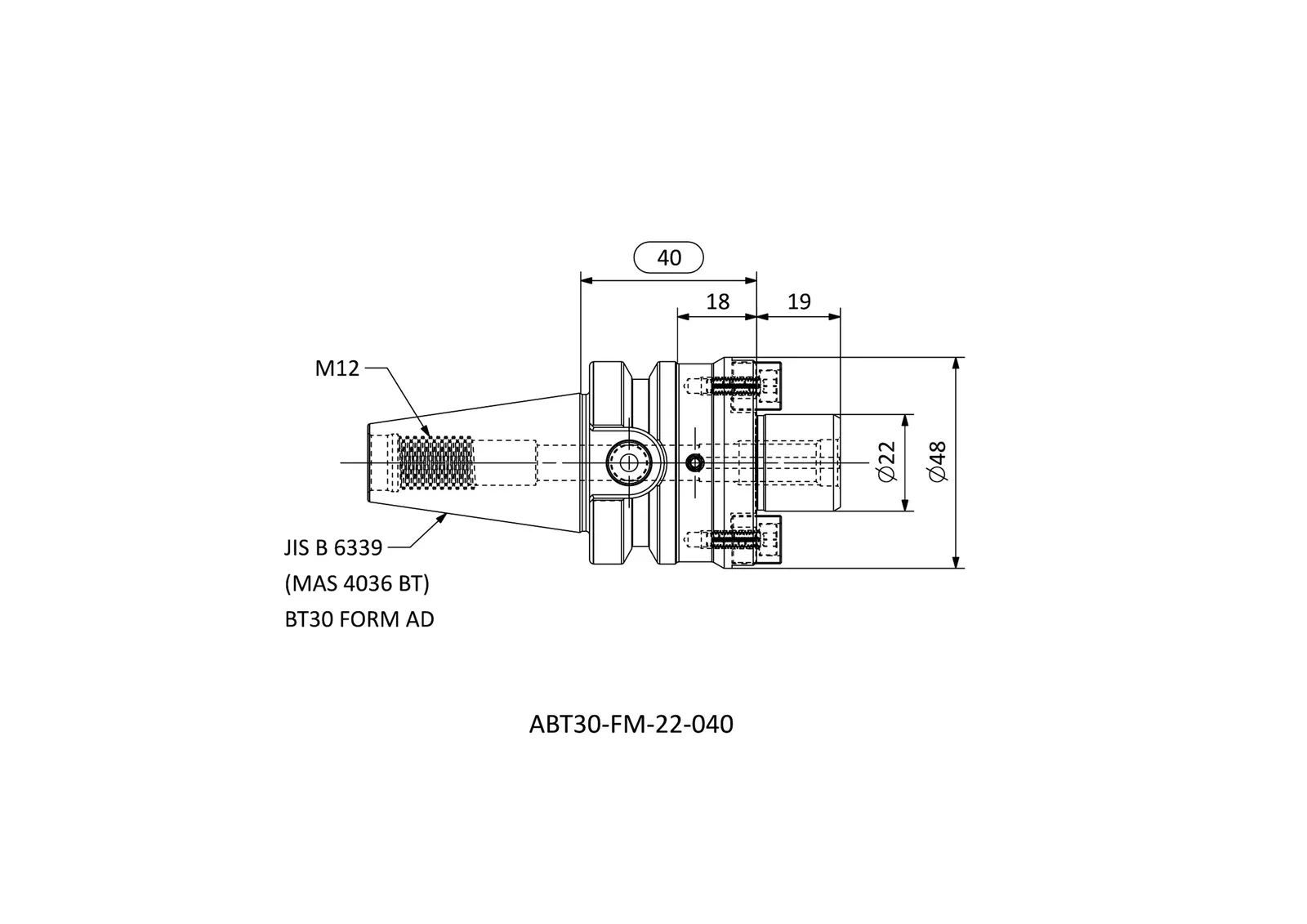 ABT30-FM-22-040 &mdash; dimensioned drawing