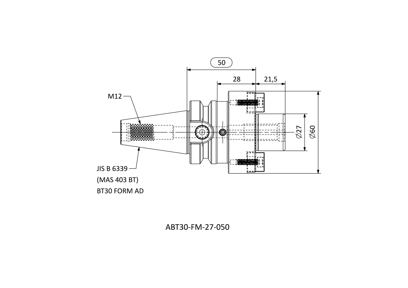ABT30-FM-27-050 &mdash; dimensioned drawing